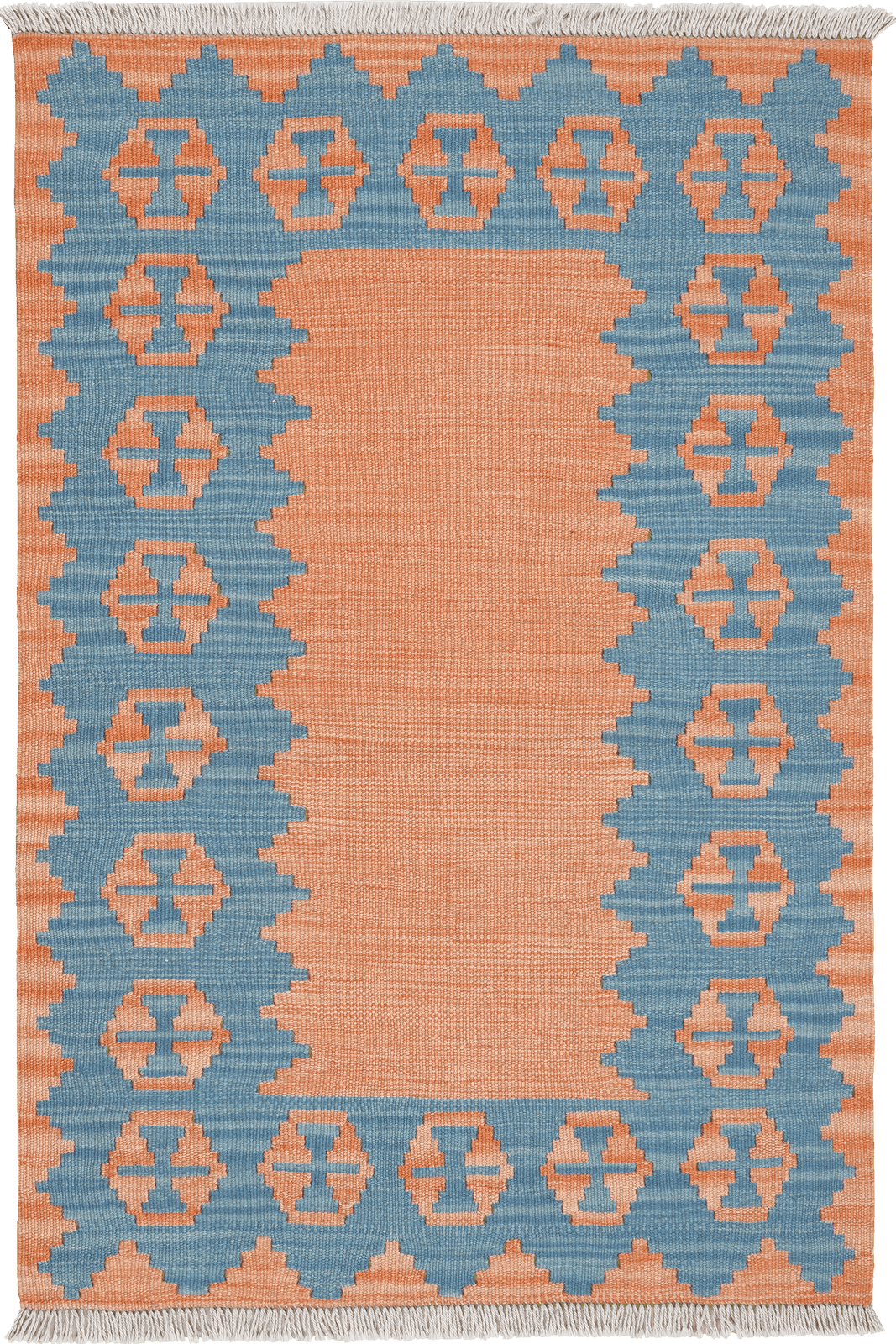 Kelim Gashgai — Handmade, 84x126 cm, Orange, 100% Virgin Wool | Main view