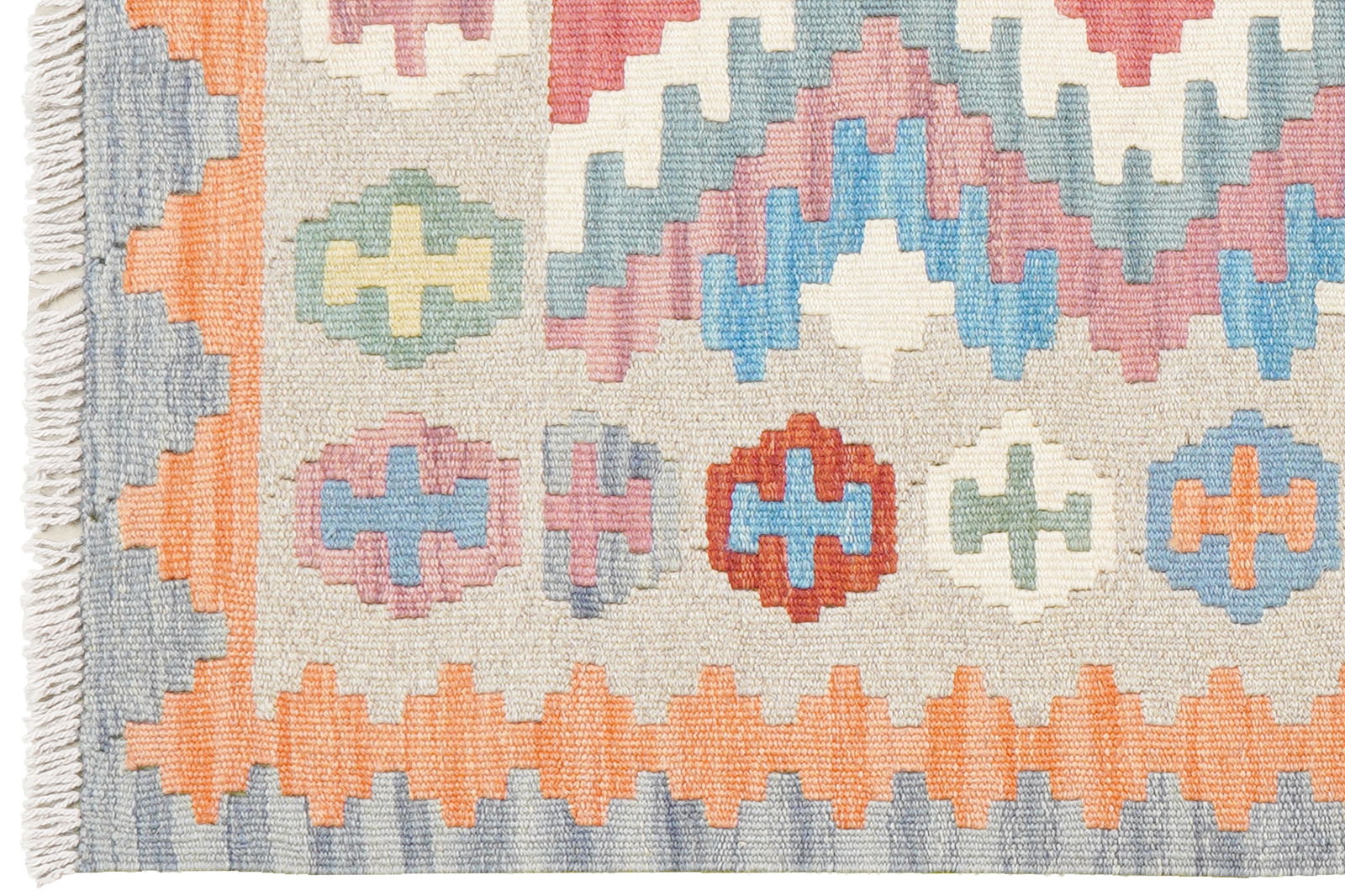 Kelim Gashgai — Handgefertigt, 115x80 cm, Orange, 100% Virgin Wool | View 4