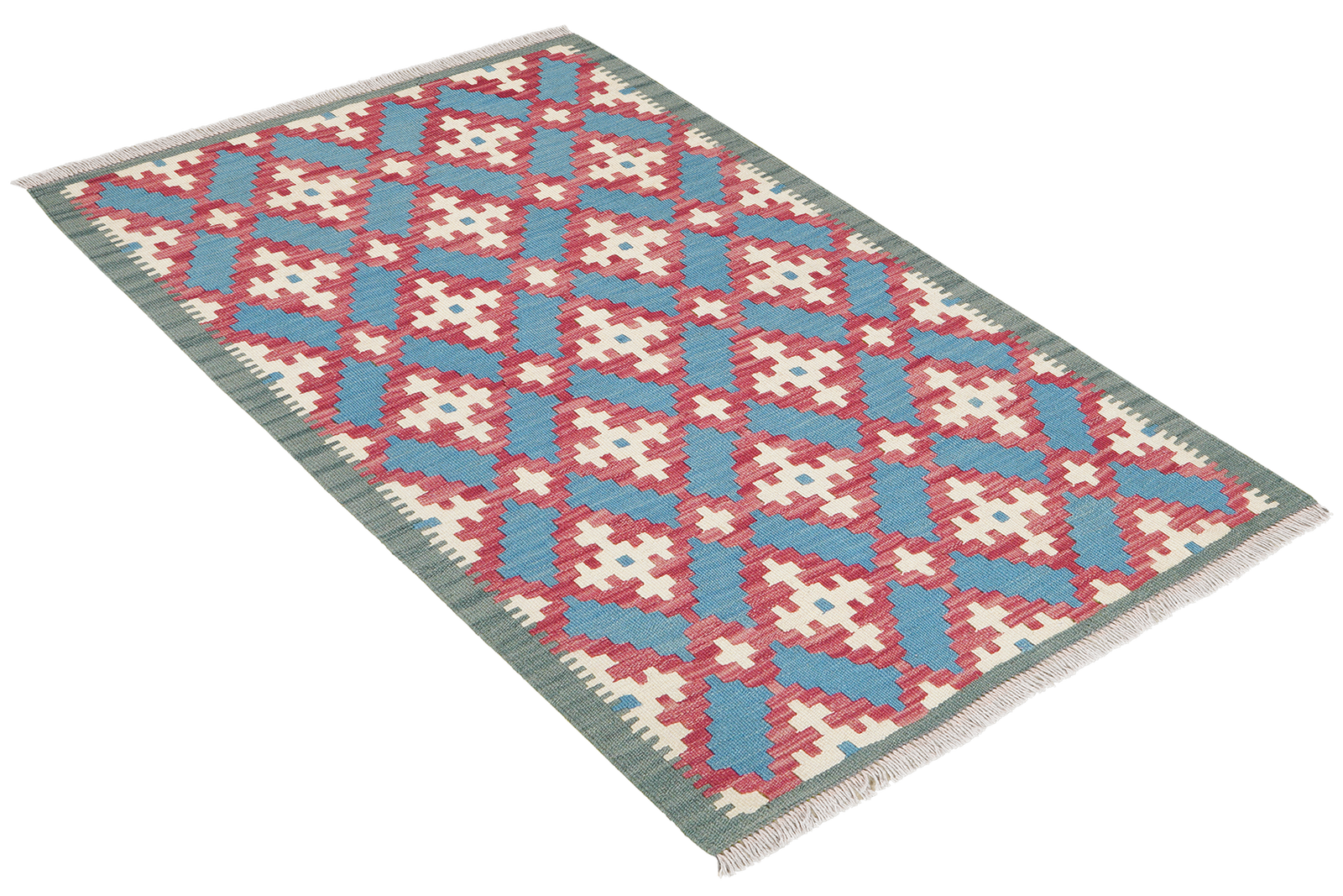 Kelim Gashgai — Handgefertigt, 122x85 cm, Blau, 100% Virgin Wool | View 5