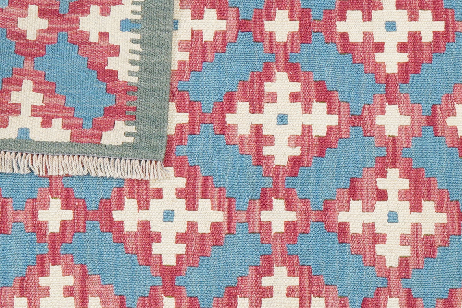 Kelim Gashgai — Handgefertigt, 122x85 cm, Blau, 100% Virgin Wool | View 7