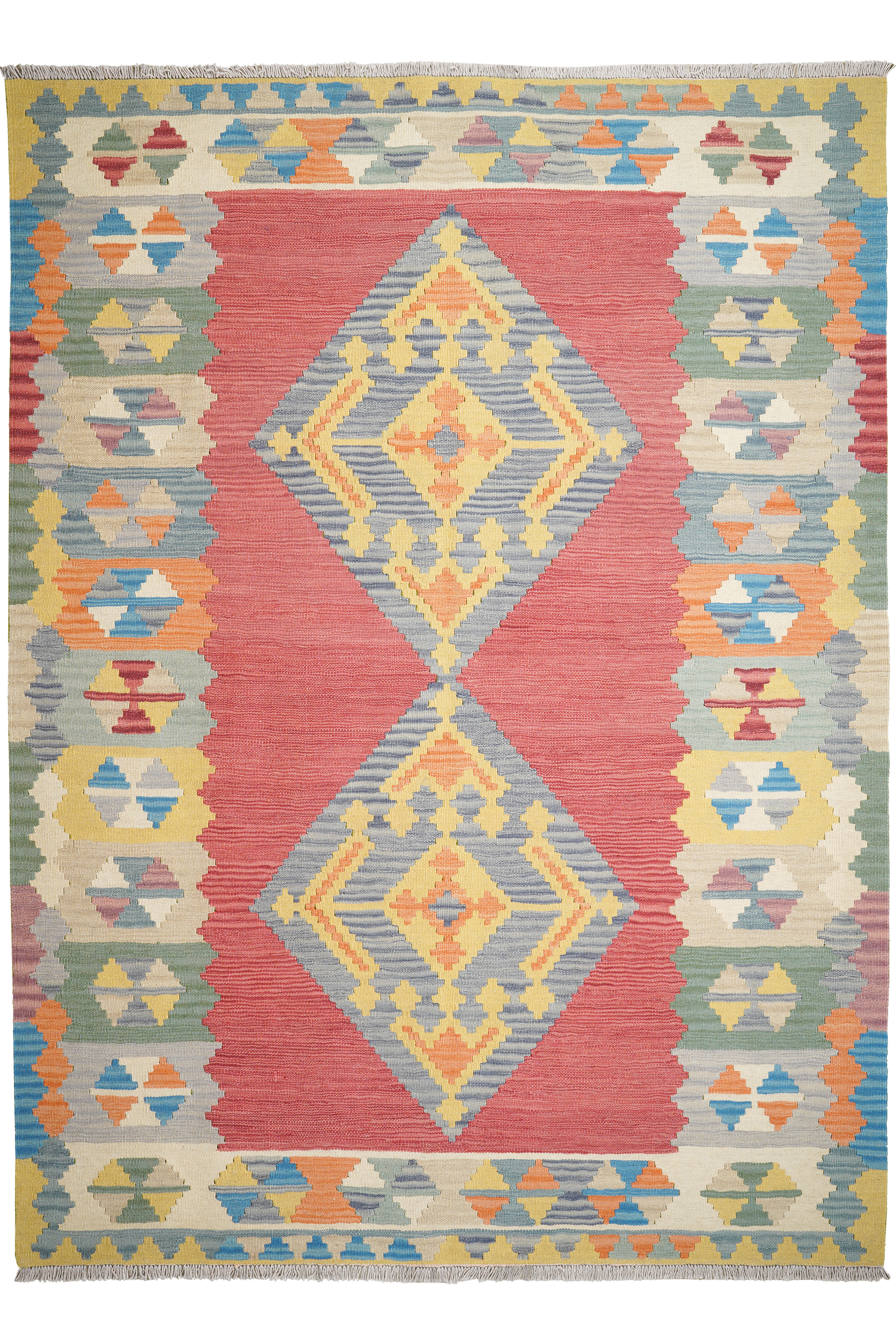 Kelim Gashgai — Handgefertigt, 242x174 cm, Bunt, 100% Virgin Wool | Main view