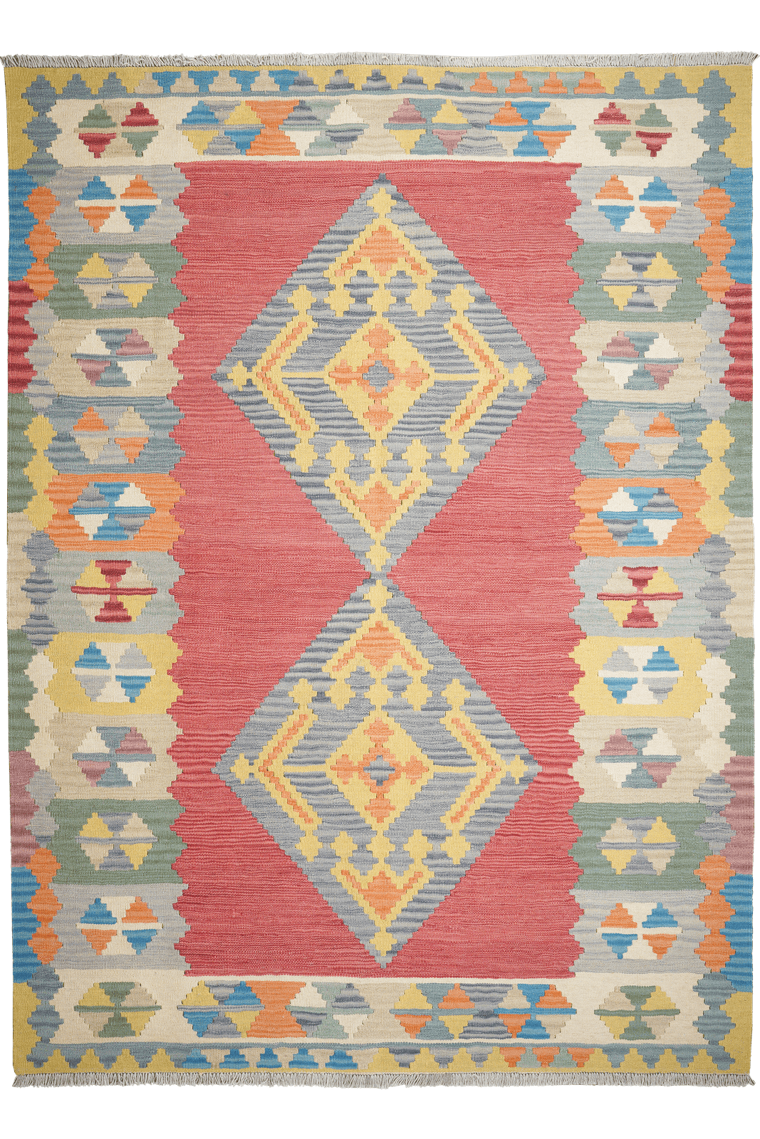 Kelim Gashgai — Handmade, 174x242 cm, Red, 100% Virgin Wool | Main view