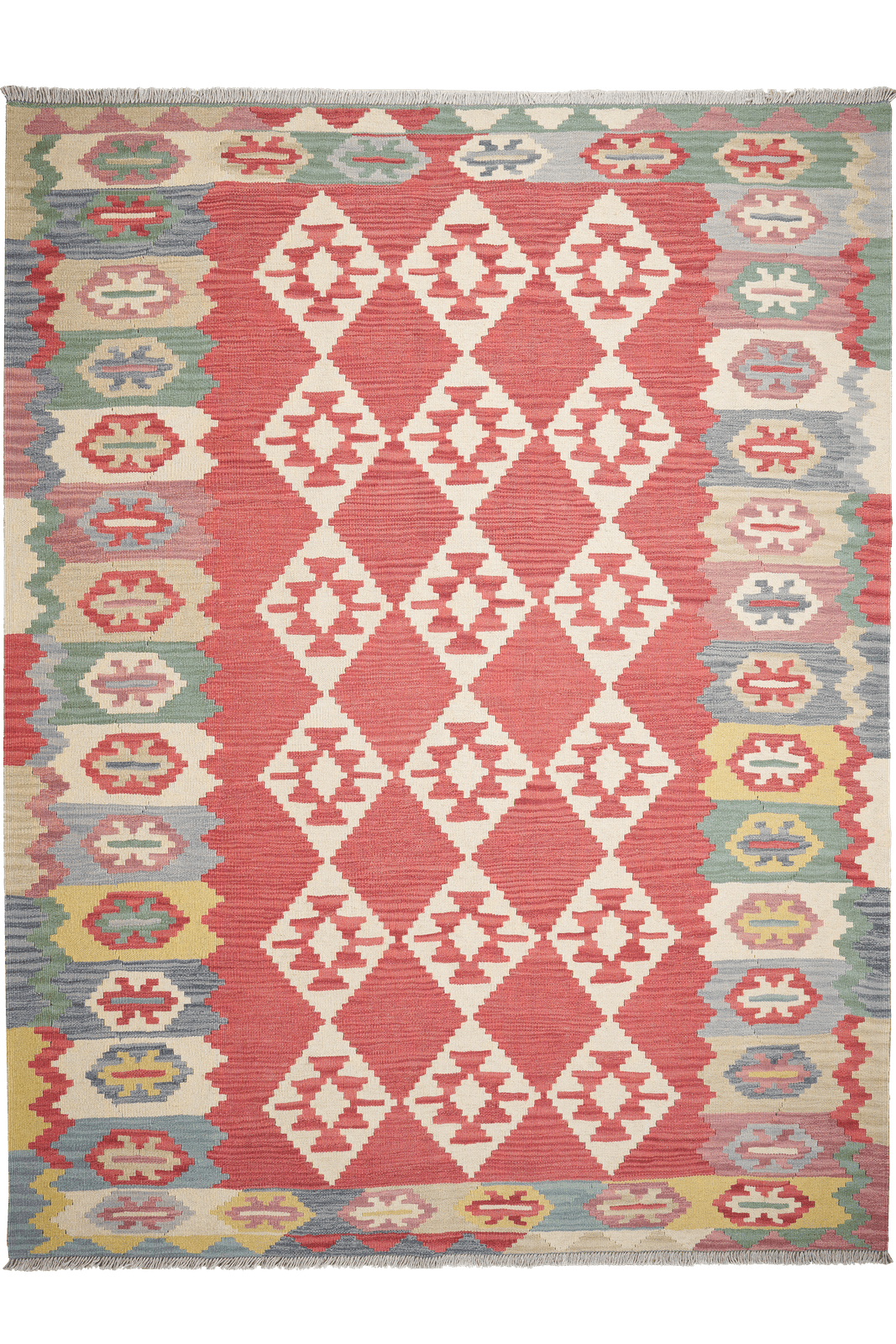 Kelim Gashgai — Handmade, 180x238 cm, Red, 100% Virgin Wool | Main view