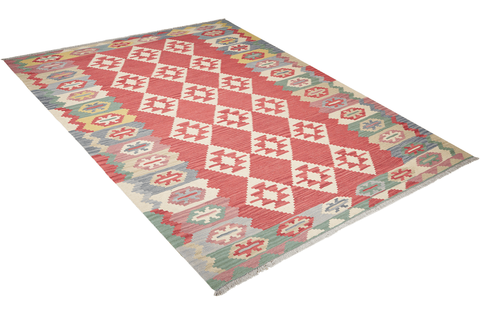 Kelim Gashgai — Handmade, 180x238 cm, Red, 100% Virgin Wool | View 4