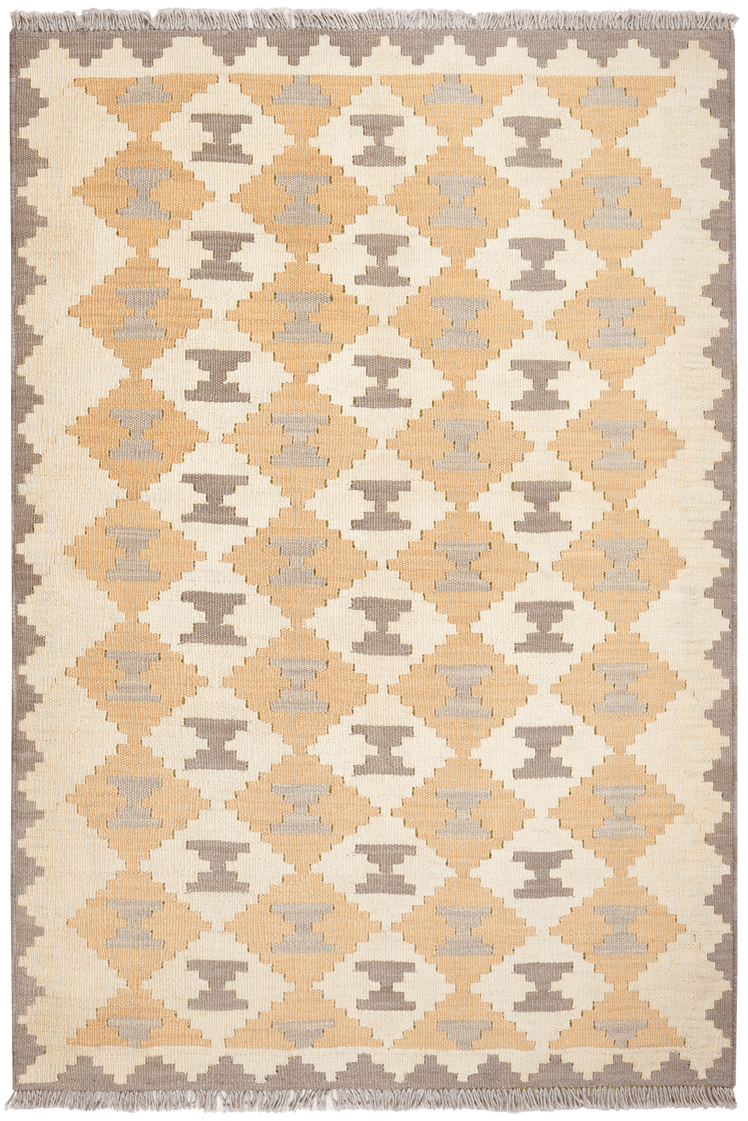 Kelim Gashgai — Handmade, 117x175 cm, Beige, 100% Virgin Wool | Main view