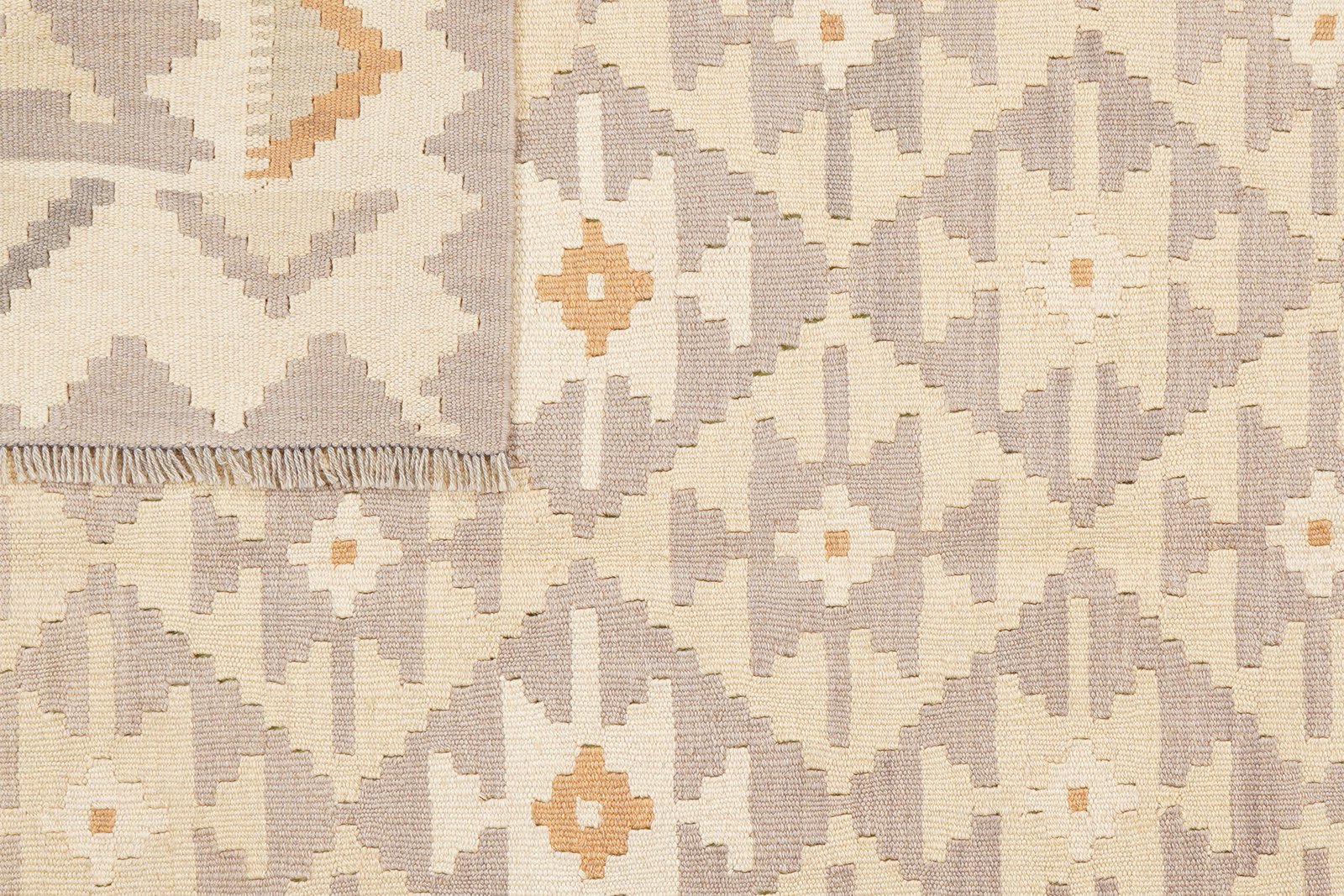 Kelim Gashgai — Handmade, 171x228 cm, Beige, 100% Virgin Wool | View 6