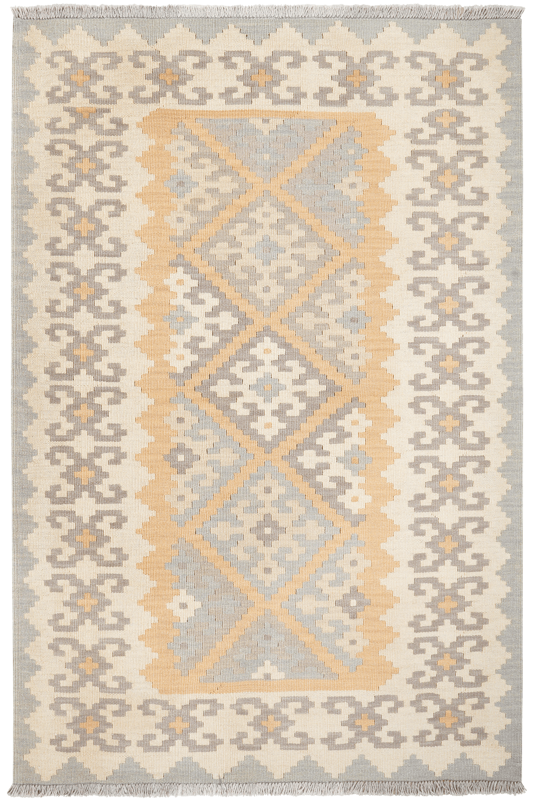 Kelim Gashgai — Handmade, 118x178 cm, Yellow, 100% Virgin Wool | Main view