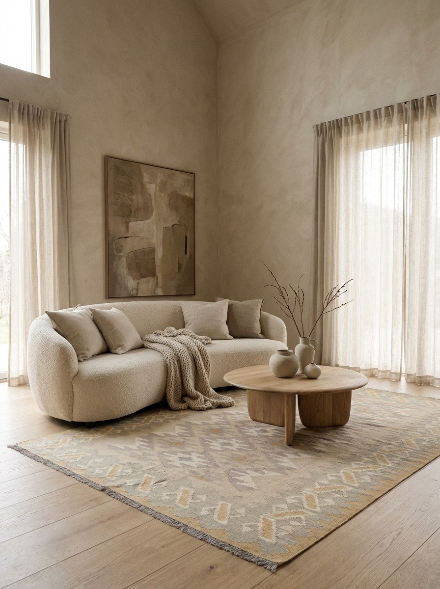 Kelim Gashgai — Handmade, 172x240 cm, Beige, 100% Virgin Wool | Detail view