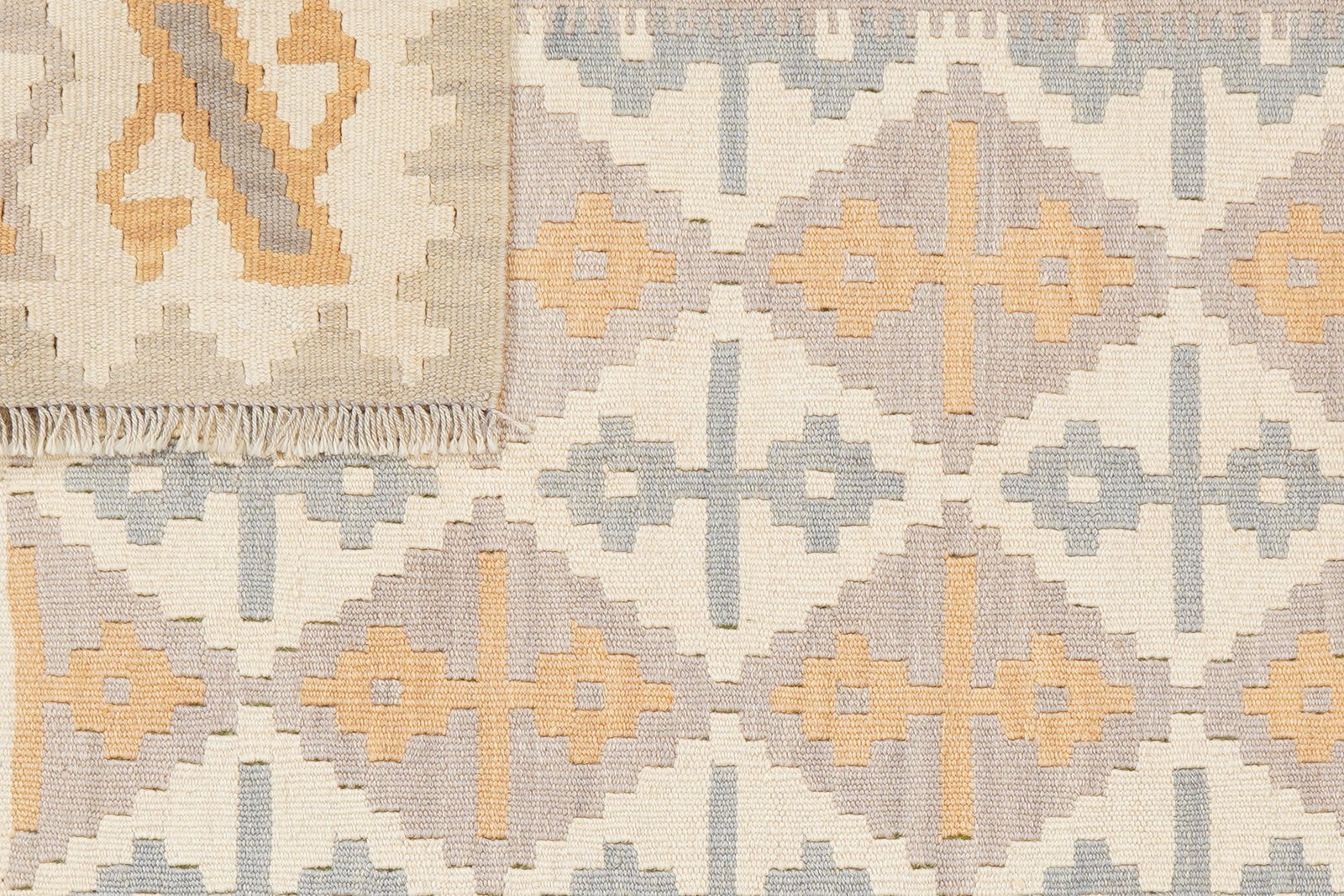 Kelim Gashgai — Handmade, 125x175 cm, Beige, 100% Virgin Wool | View 6