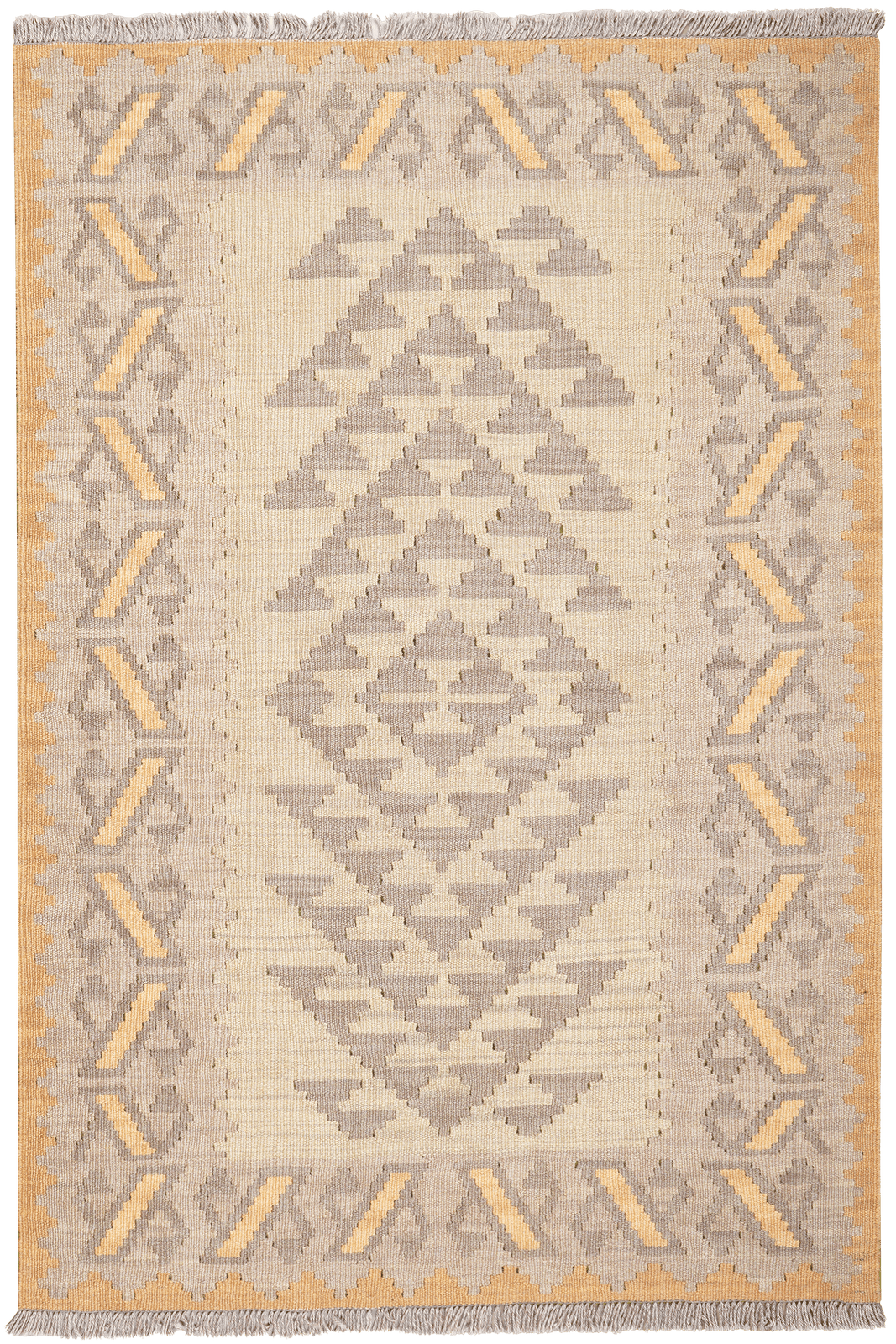 Kelim Gashgai — Handmade, 103x152 cm, Grey, 100% Virgin Wool | Main view