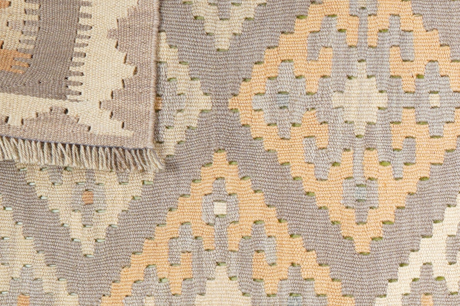 Kelim Gashgai — Handmade, 81x239 cm, Grey, 100% Virgin Wool | View 6