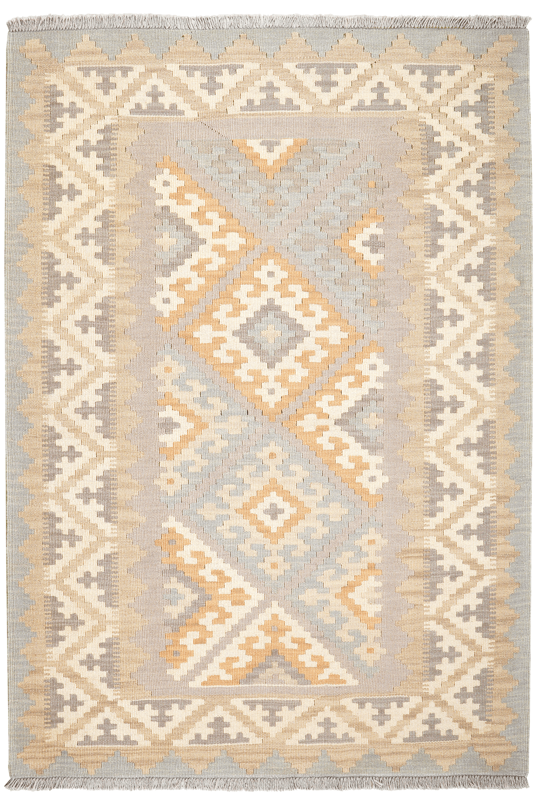 Kelim Gashgai — Handmade, 120x172 cm, Grey, 100% Virgin Wool | Main view