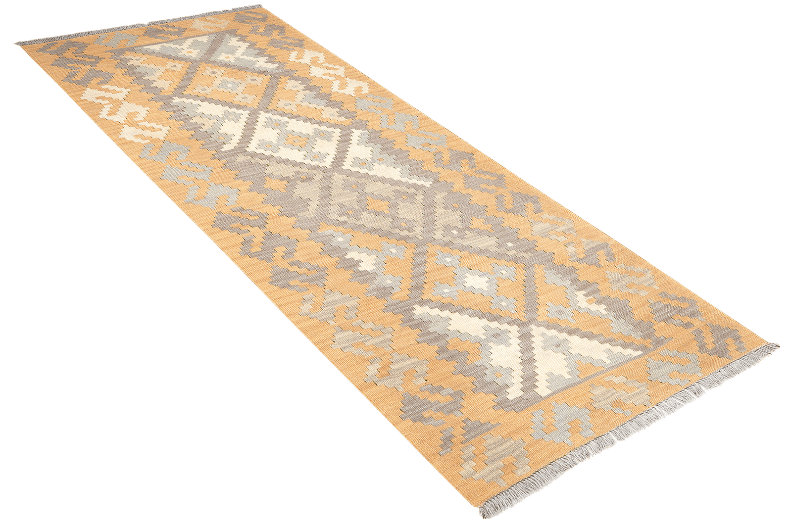 Kelim Gashgai — Handmade, 85x194 cm, Grey, 100% Virgin Wool | View 4