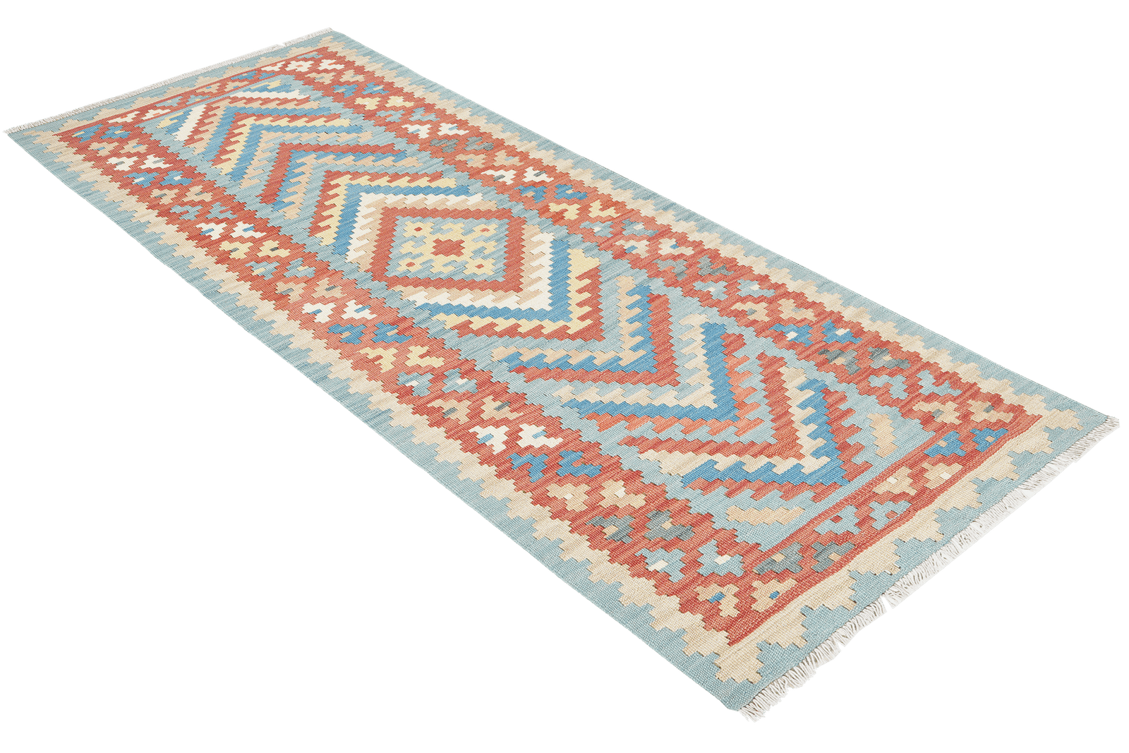 Kelim Gashgai — Handmade, 81x203 cm, Blue, 100% Virgin Wool | View 4
