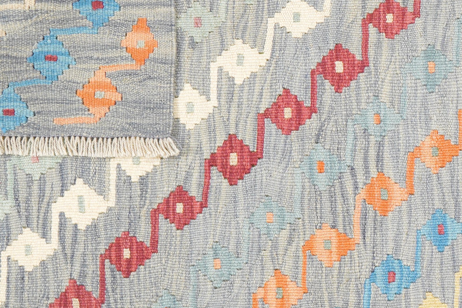 Kelim Gashgai — Handmade, 85x192 cm, Grey, 100% Virgin Wool | View 6