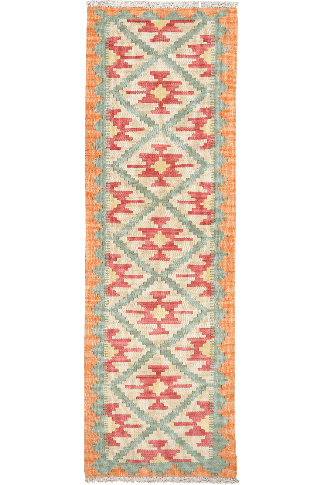 Kelim Gashgai — Handmade, 63x201 cm, Beige, 100% Virgin Wool | Main view