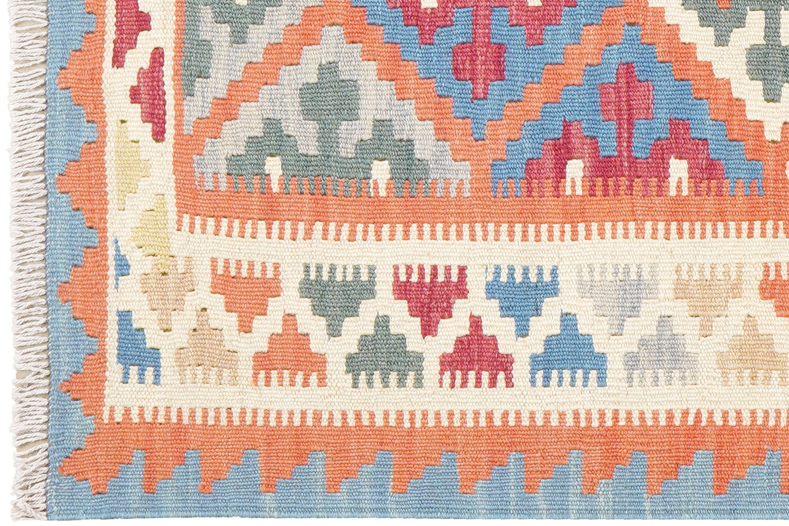 Kelim Gashgai — Handmade, 82x119 cm, Orange, 100% Virgin Wool | View 3