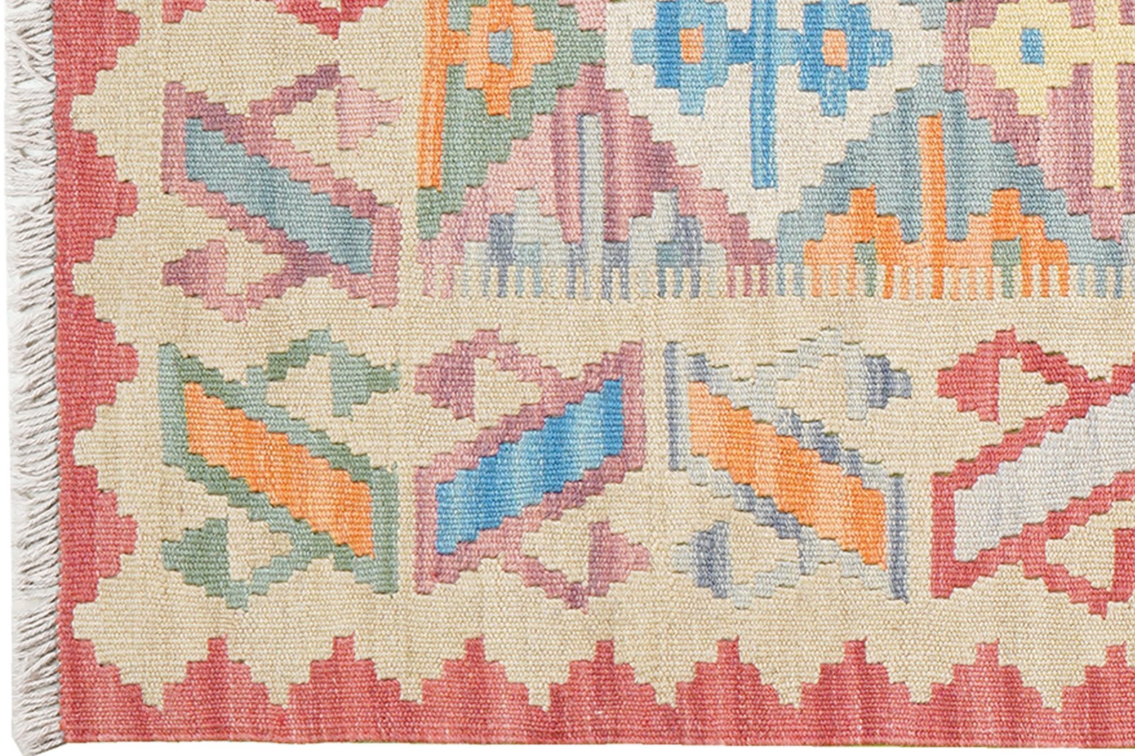 Kelim Gashgai — Handmade, 86x207 cm, Beige, 100% Virgin Wool | View 3