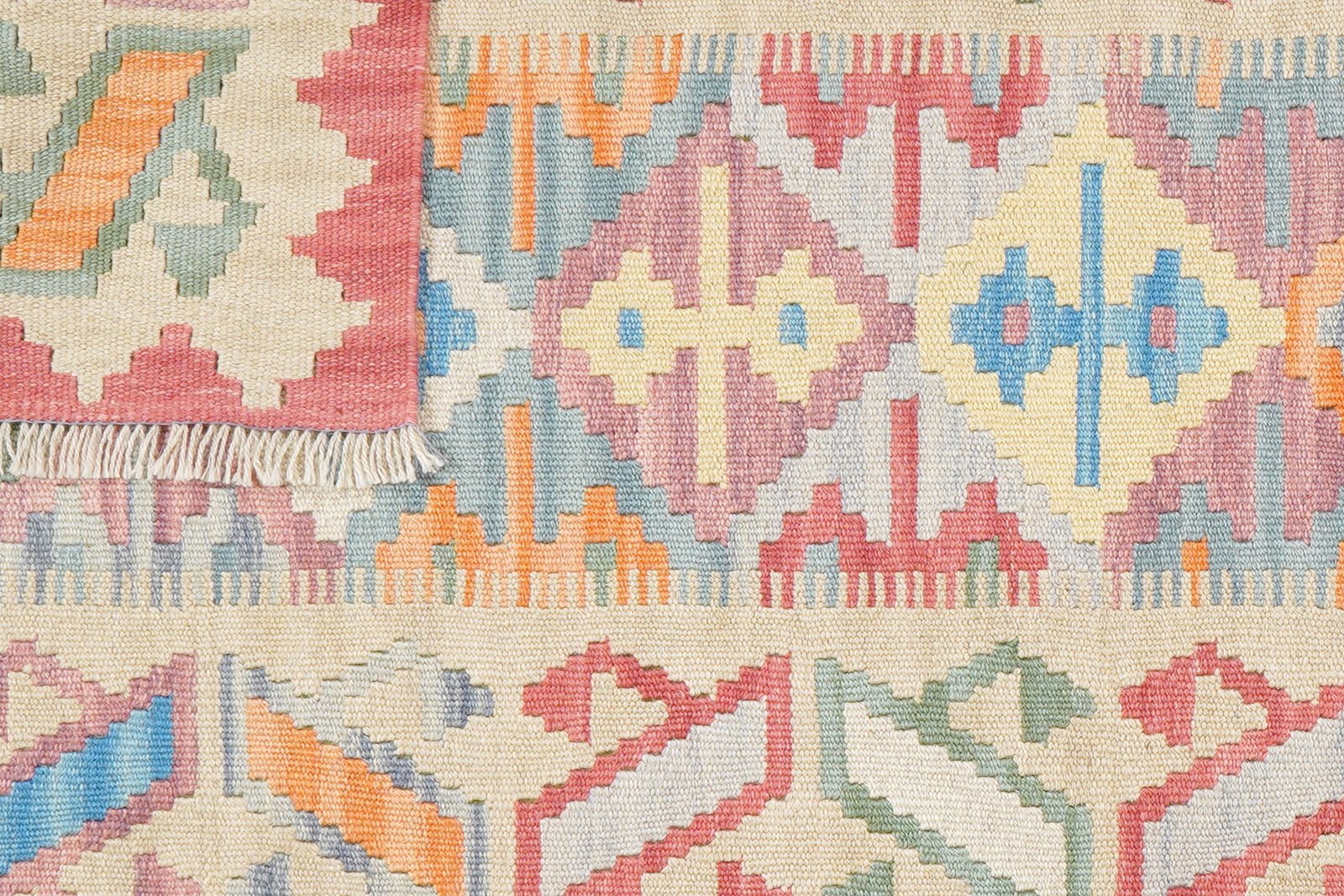 Kelim Gashgai — Handmade, 86x207 cm, Beige, 100% Virgin Wool | View 6