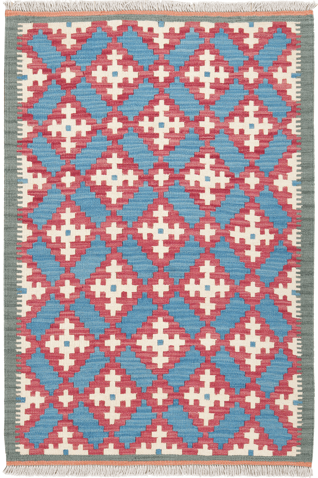 Kelim Gashgai — Handmade, 85x128 cm, Blue, 100% Virgin Wool | Main view