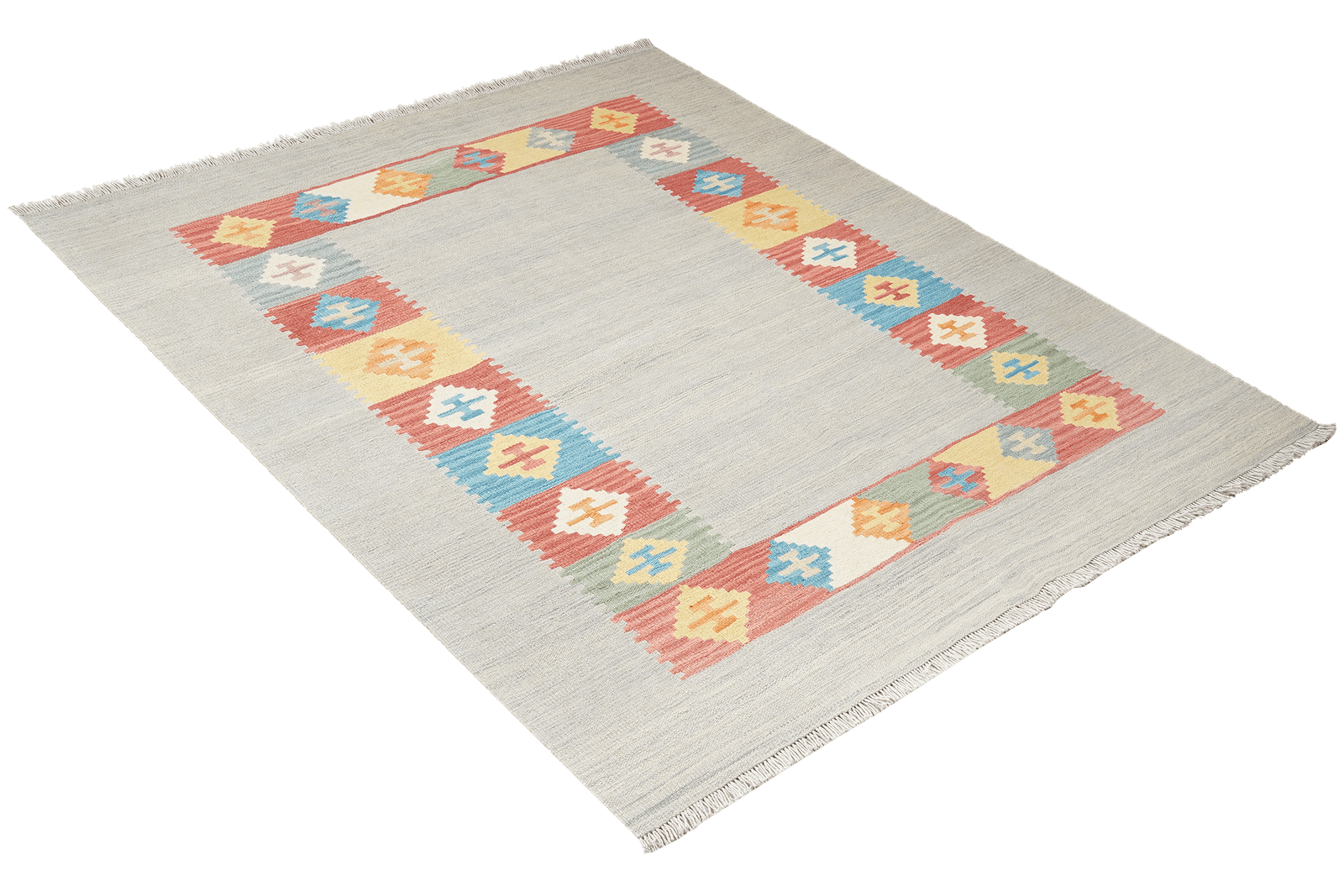 Kelim Gashgai — Handmade, 155x200 cm, Grey, 100% Virgin Wool | View 4