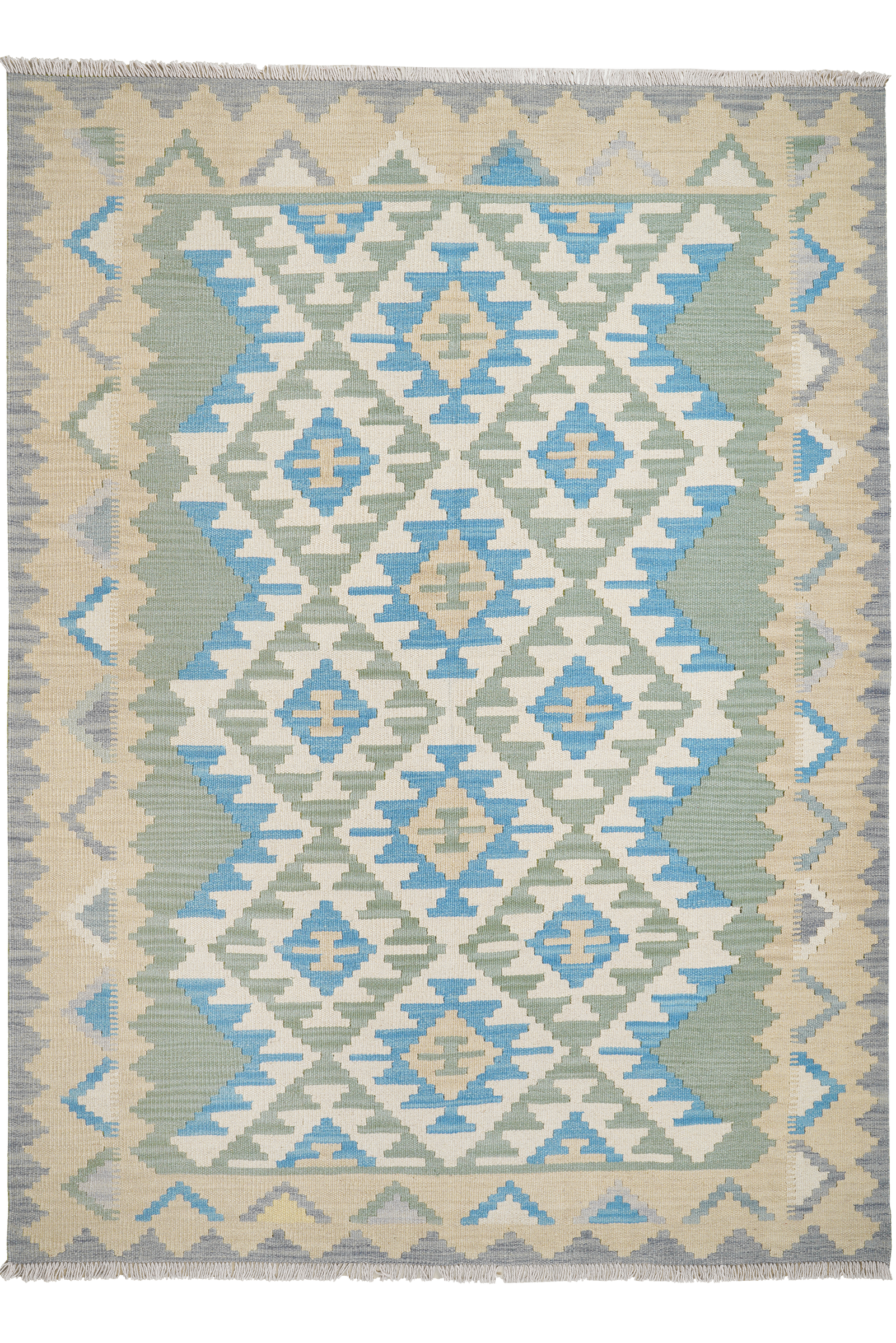 Kelim Gashgai — Handgefertigt, 229x168 cm, Beige, 100% Virgin Wool | Main view