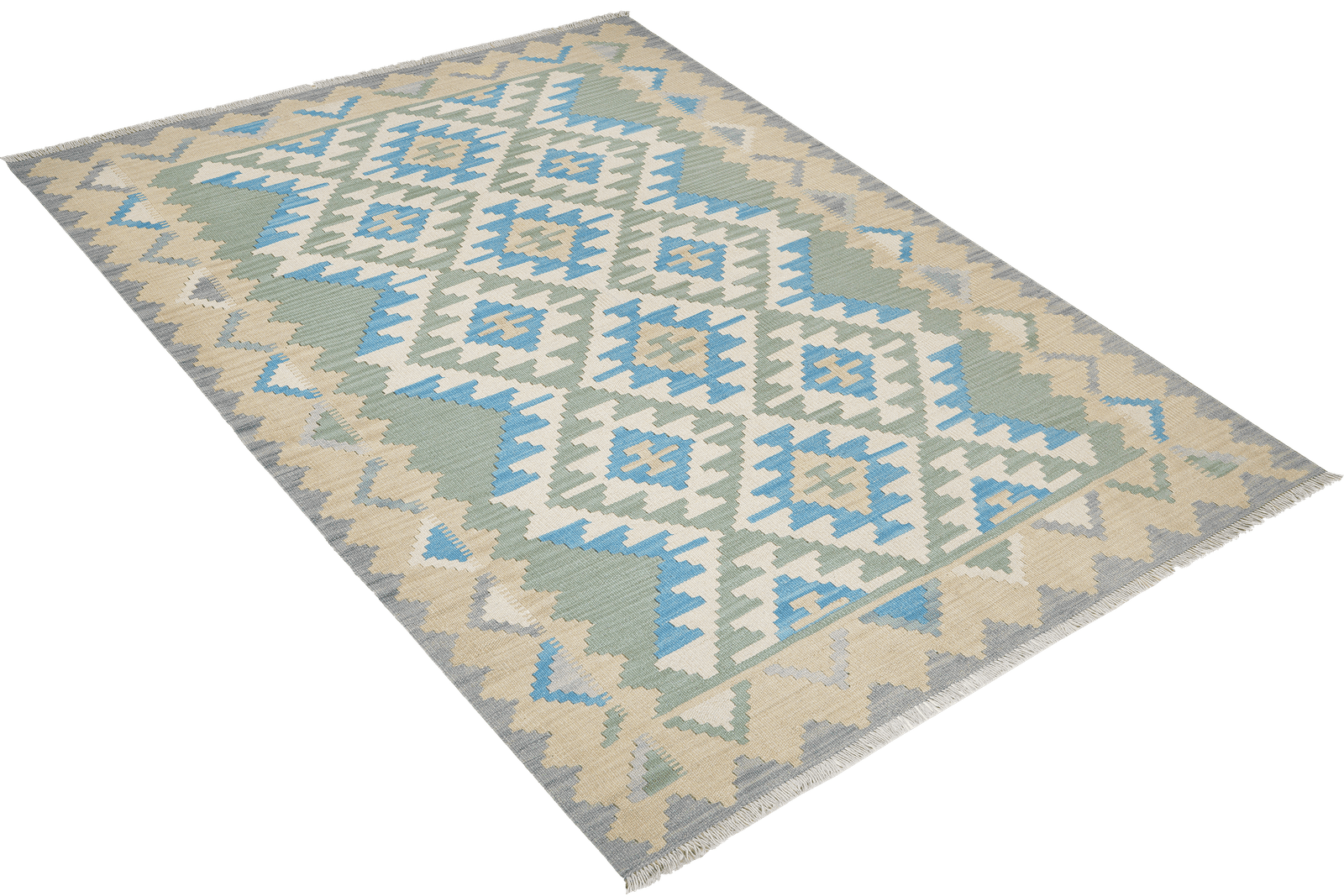 Kelim Gashgai — Handmade, 168x229 cm, Green, 100% Virgin Wool | View 4