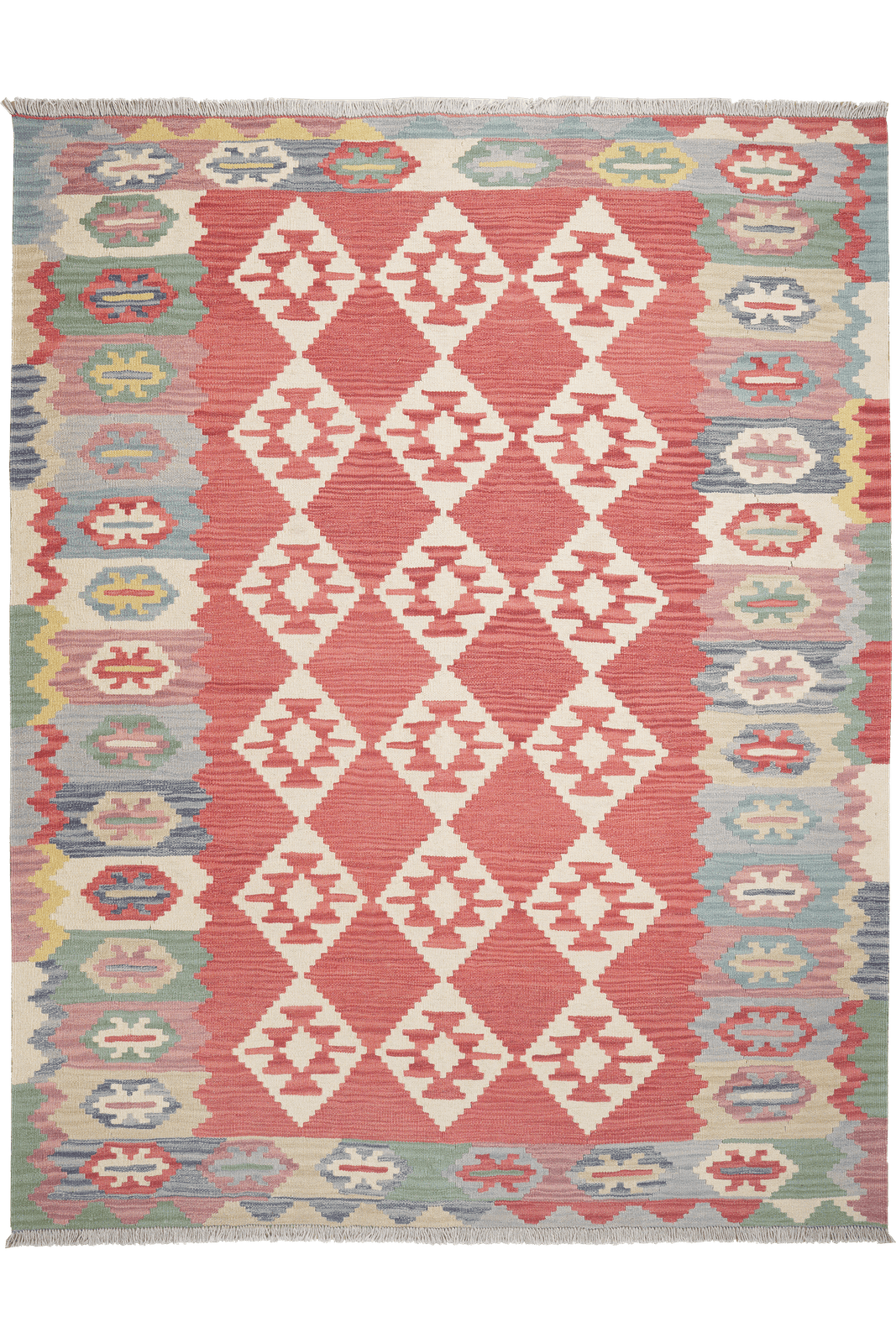 Kelim Gashgai — Handmade, 178x233 cm, Red, 100% Virgin Wool | Main view