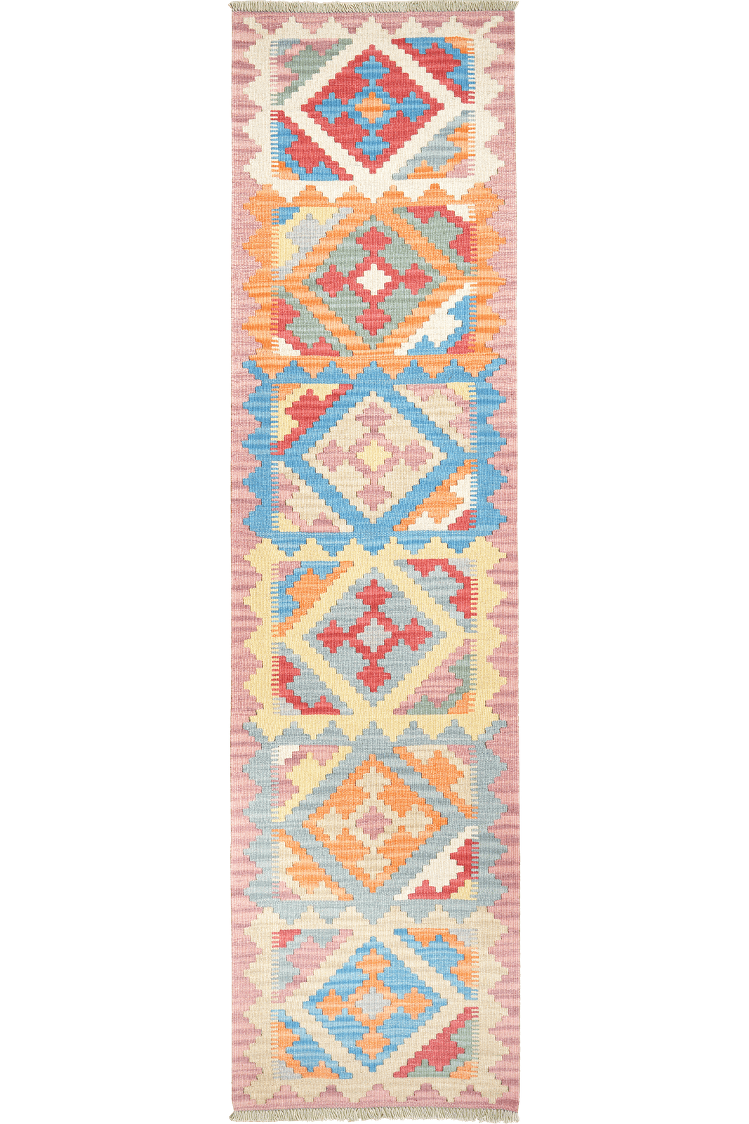 Kelim Gashgai — Handmade, 62x247 cm, Blue, 100% Virgin Wool | Main view