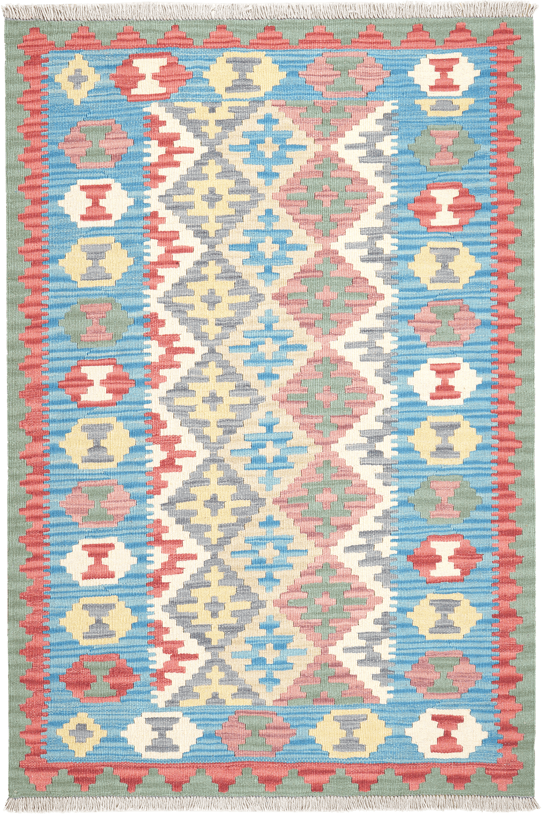 Kelim Gashgai — Handmade, 104x154 cm, Beige, 100% Virgin Wool | Main view