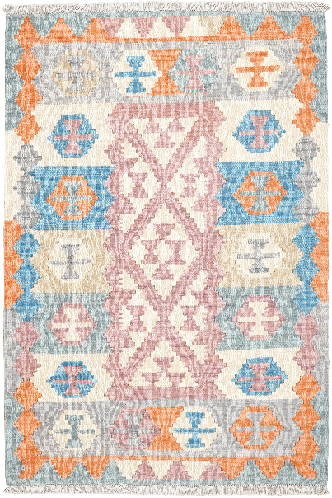 Kelim Gashgai — Handmade, 105x152 cm, Pink, 100% Virgin Wool | Main view