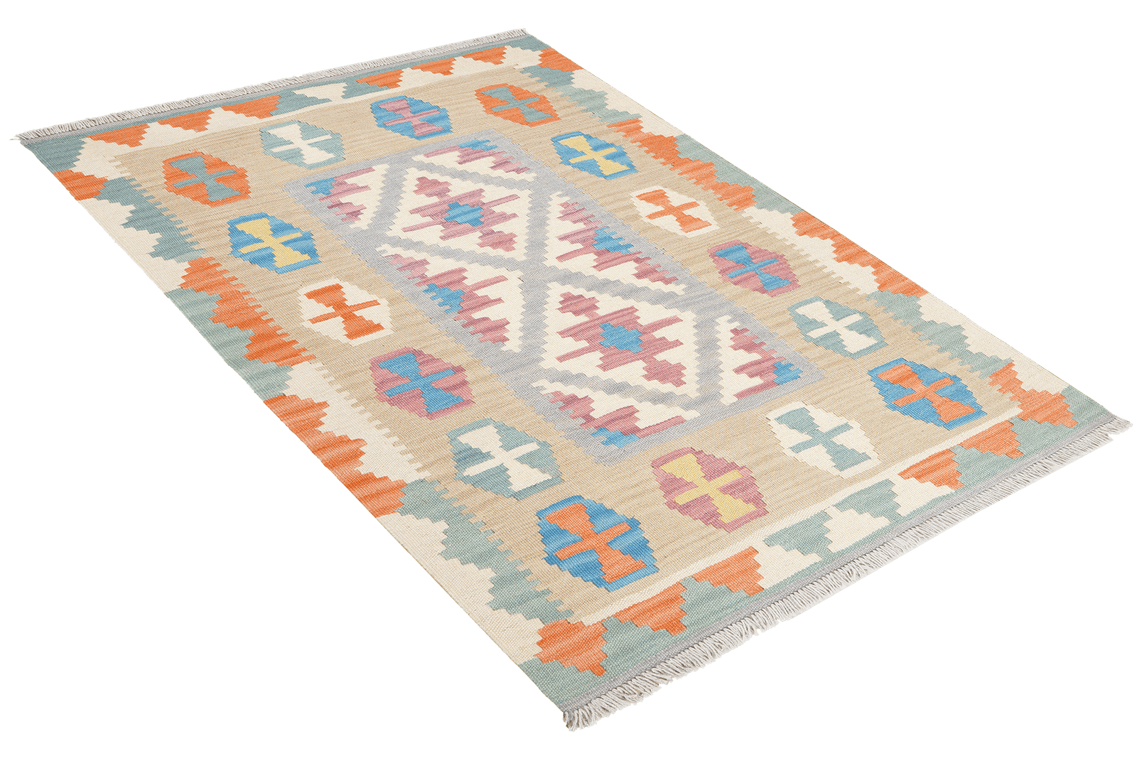 Kelim Gashgai — Handmade, 100x149 cm, Grey, 100% Virgin Wool | View 4