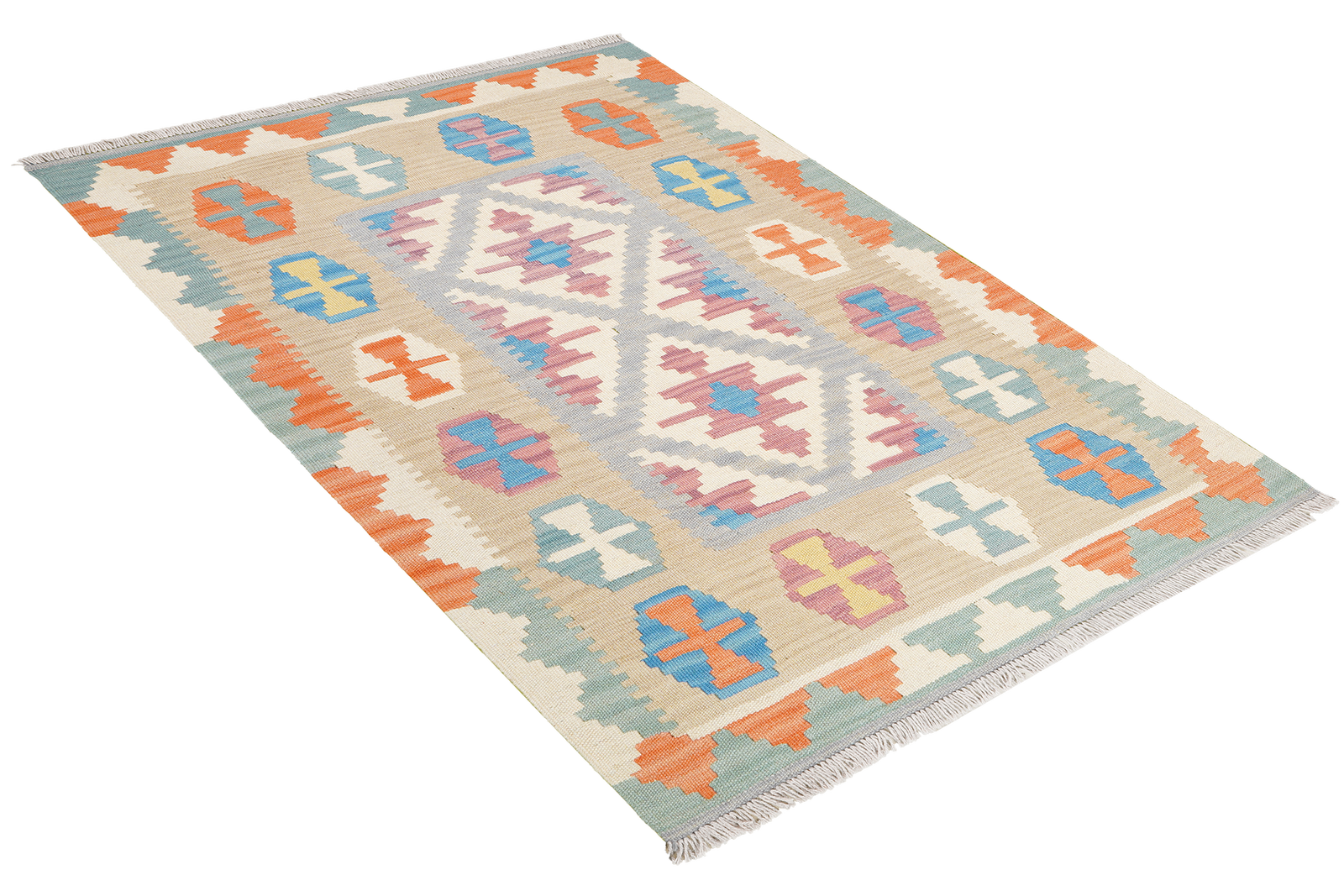 Kelim Gashgai — Handgefertigt, 149x100 cm, Beige, 100% Virgin Wool | View 5