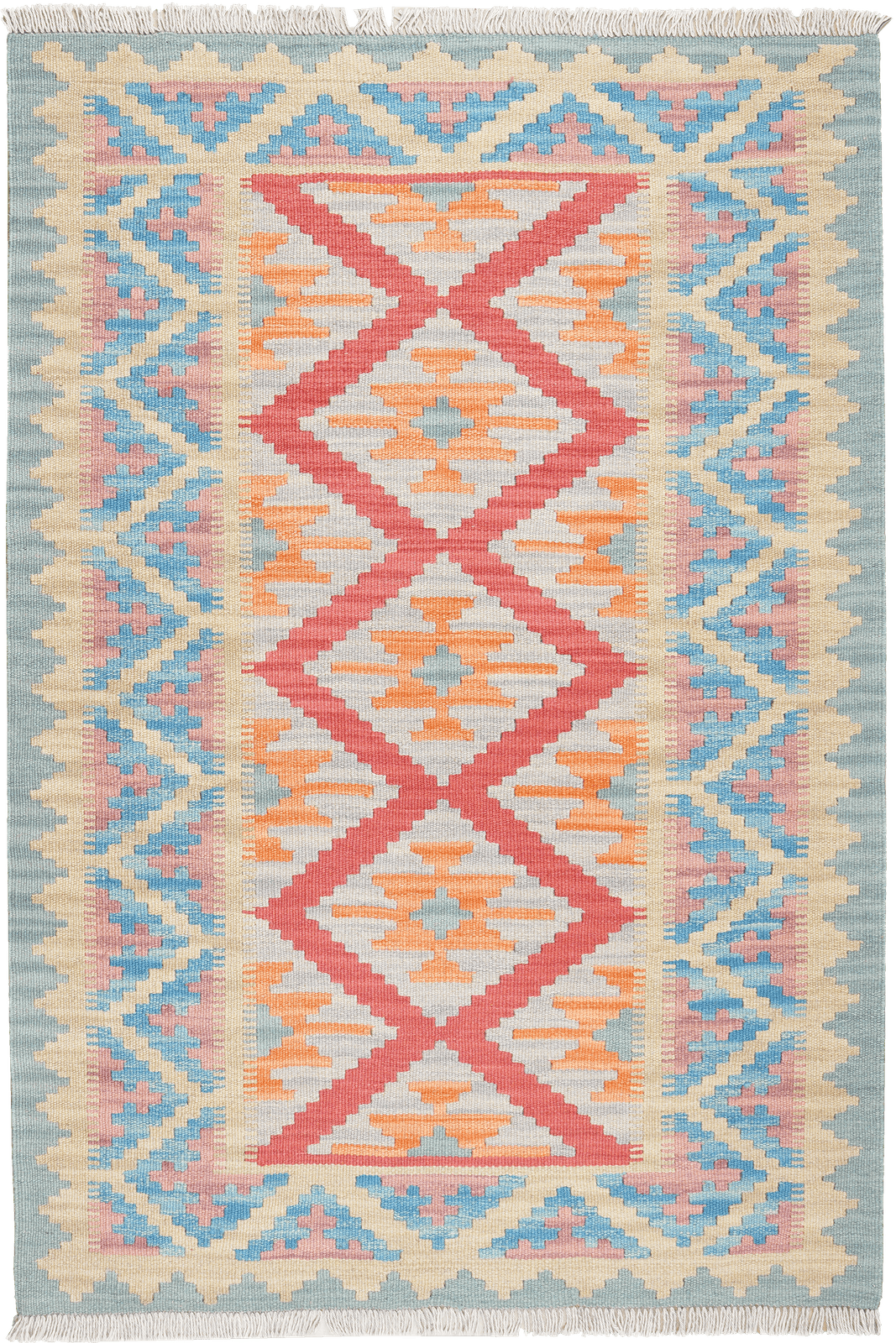 Kelim Gashgai — Handmade, 101x147 cm, Red, 100% Virgin Wool | Main view