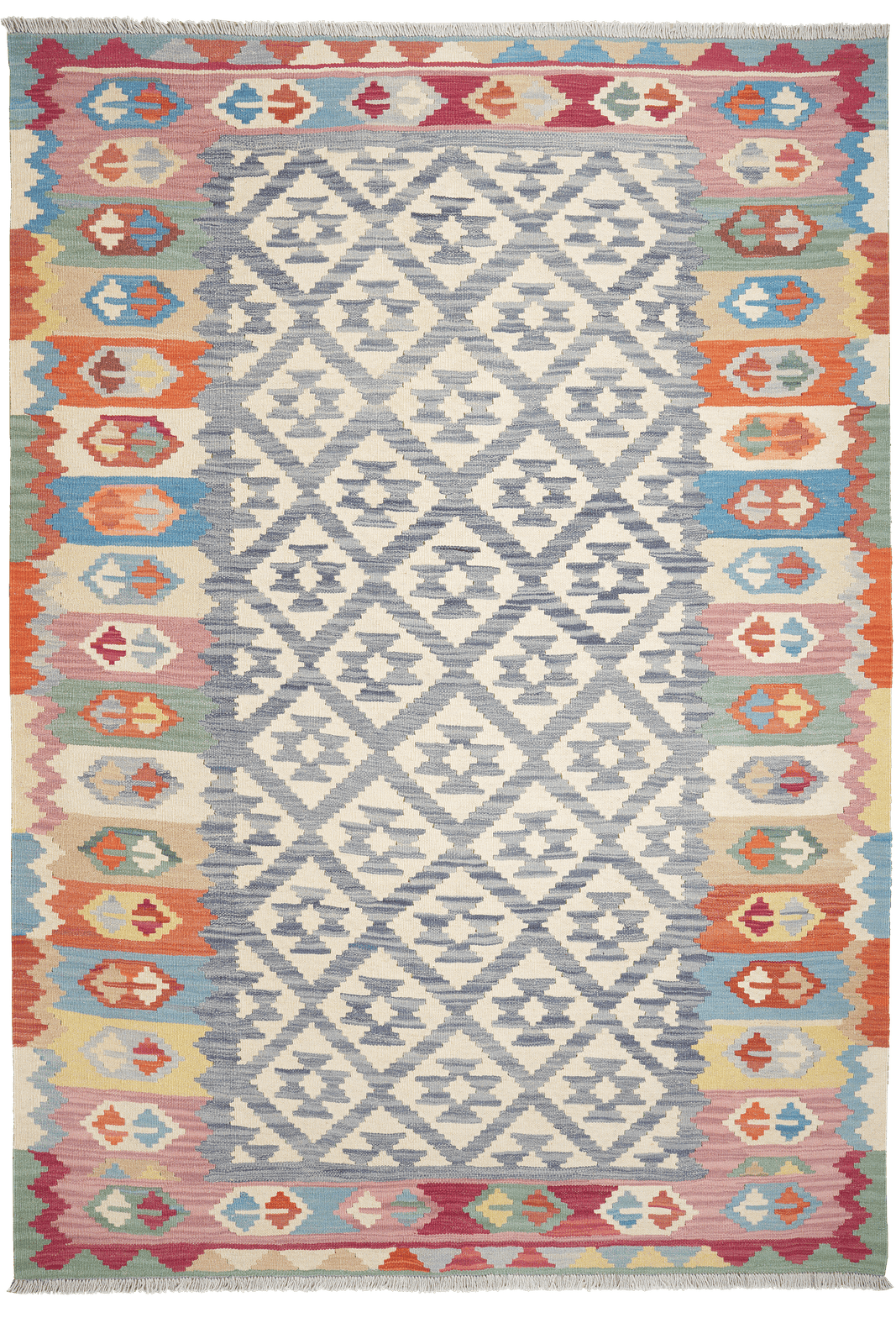 Kelim Gashgai — Handmade, 178x258 cm, Blue, 100% Virgin Wool | Main view