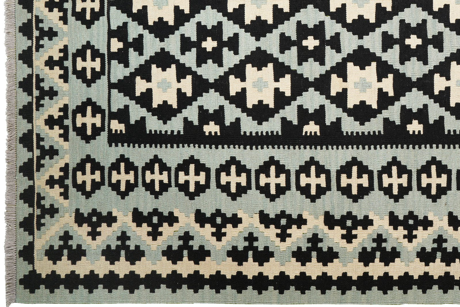 Kelim Gashgai — Handmade, 203x301 cm, Black, 100% Virgin Wool | View 3