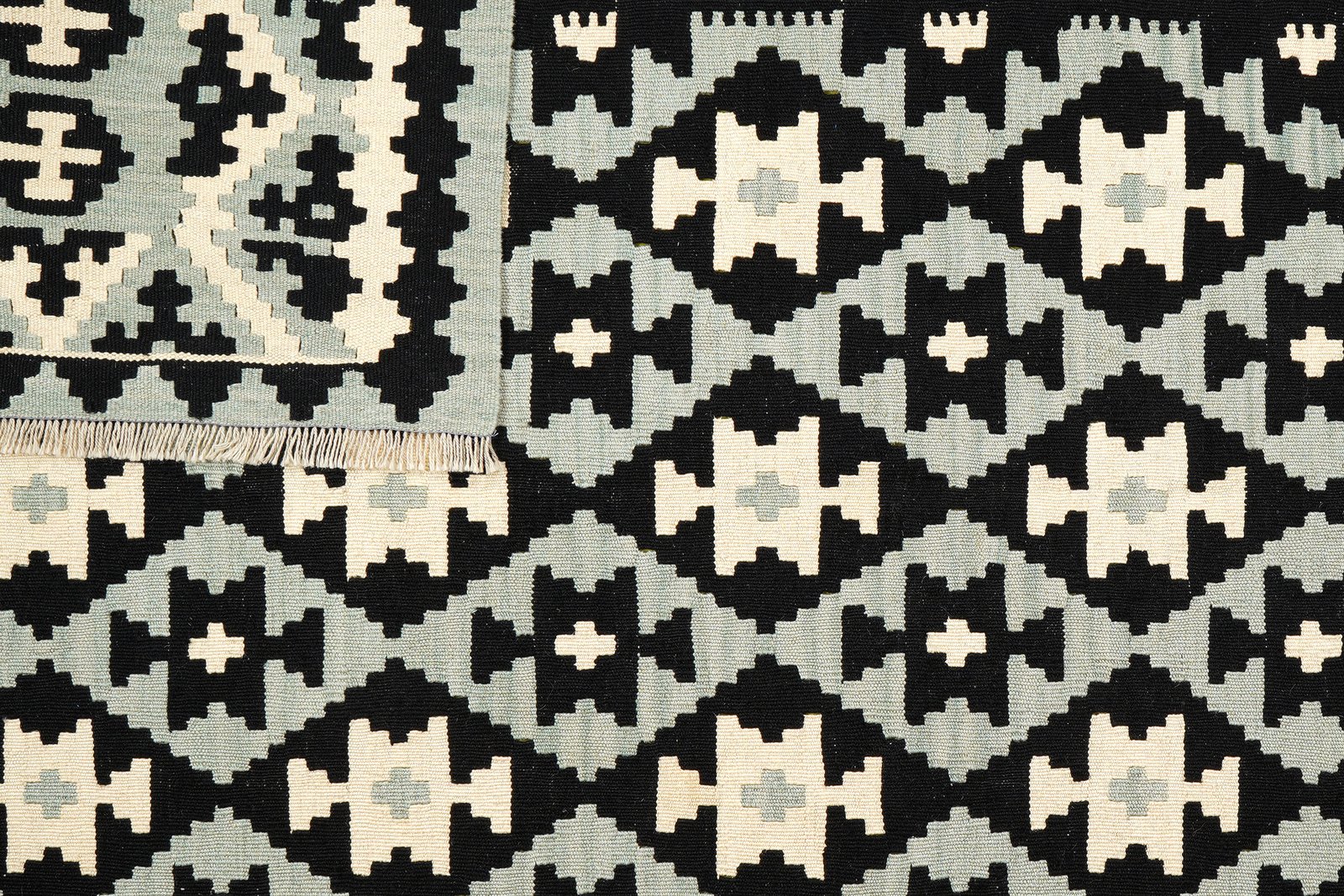 Kelim Gashgai — Handmade, 203x301 cm, Black, 100% Virgin Wool | View 6