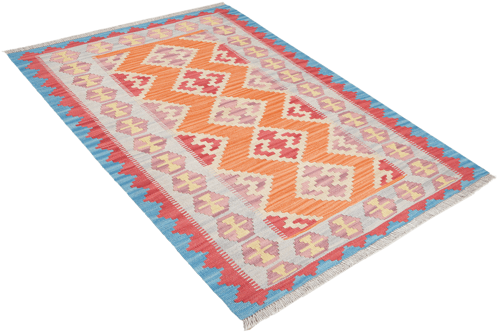 Kelim Gashgai — Handmade, 103x158 cm, Orange, 100% Virgin Wool | View 4