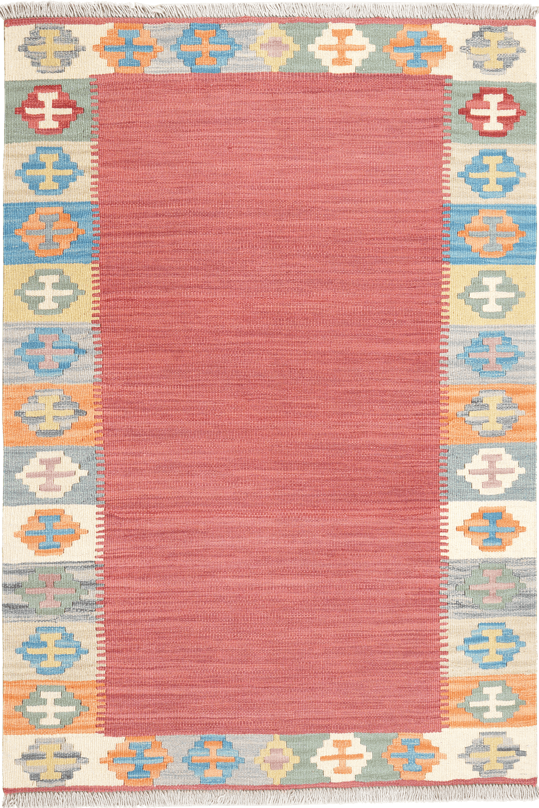 Kelim Gashgai — Handmade, 102x150 cm, Red, 100% Virgin Wool | Main view