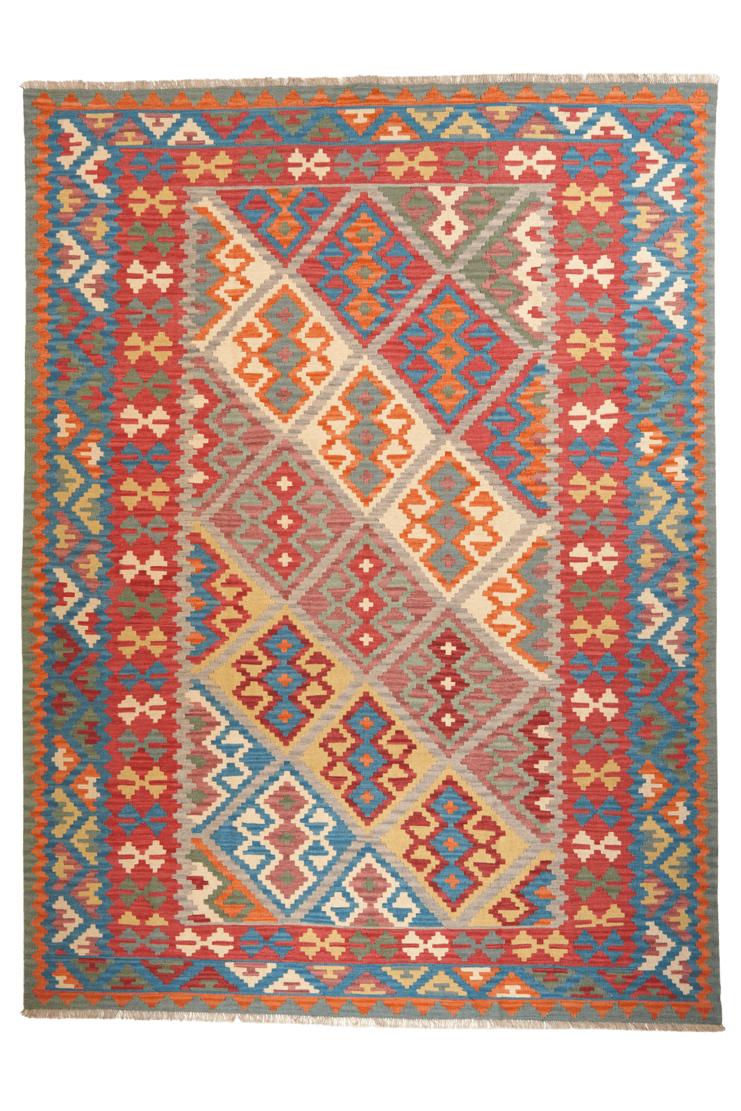 Kelim Gashgai — Handmade, 260x353 cm, Beige, 100% Virgin Wool | Main view