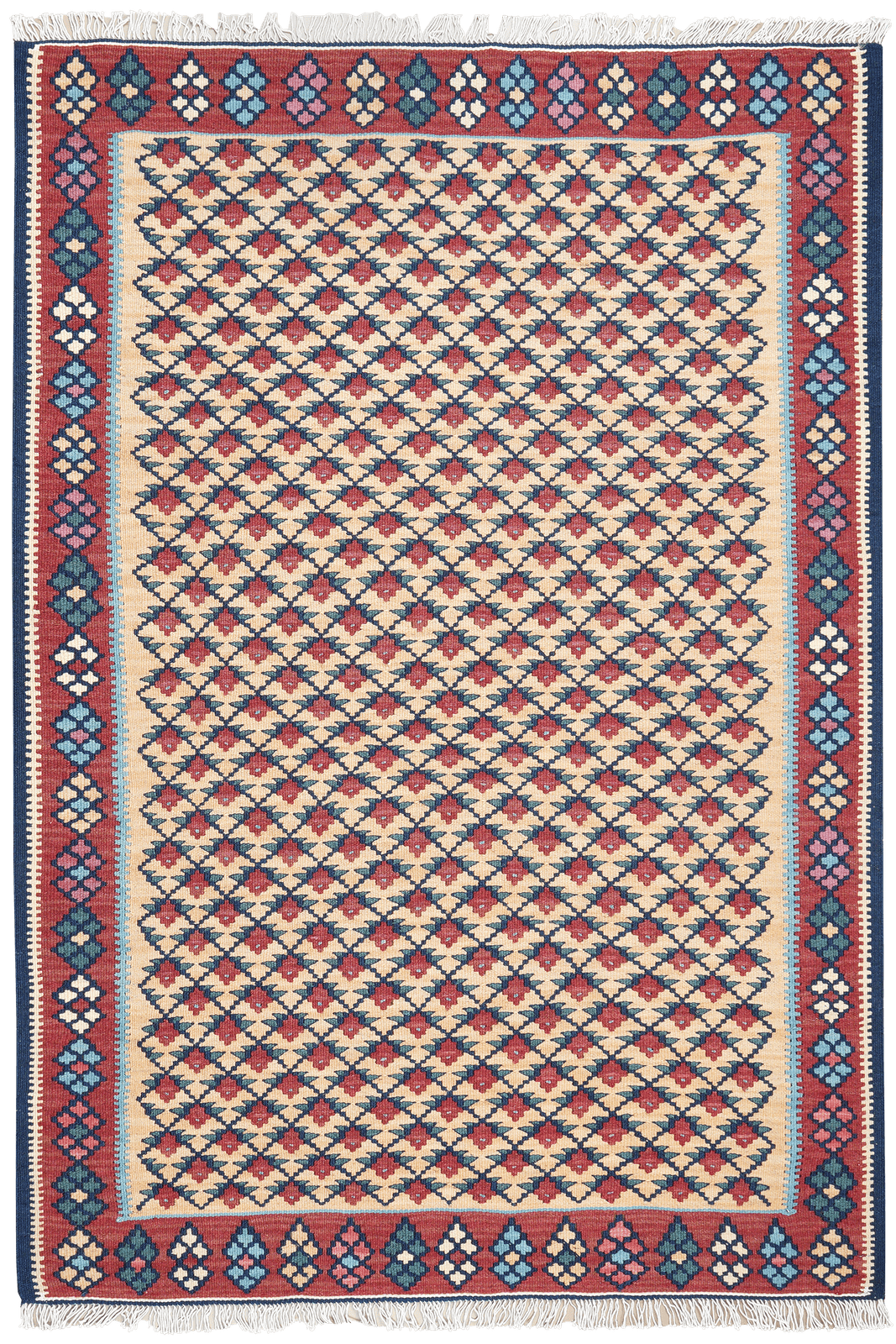 Kelim Senneh — Handmade, 100x146 cm, Multicolor, 100% Virgin Wool | Main view