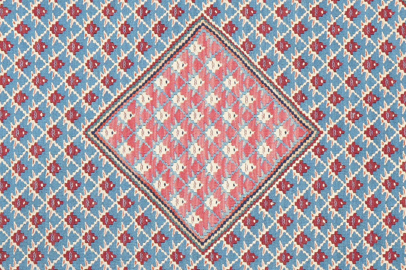 Kelim Senneh — Handmade, 107x151 cm, Blue, 100% Virgin Wool | View 5