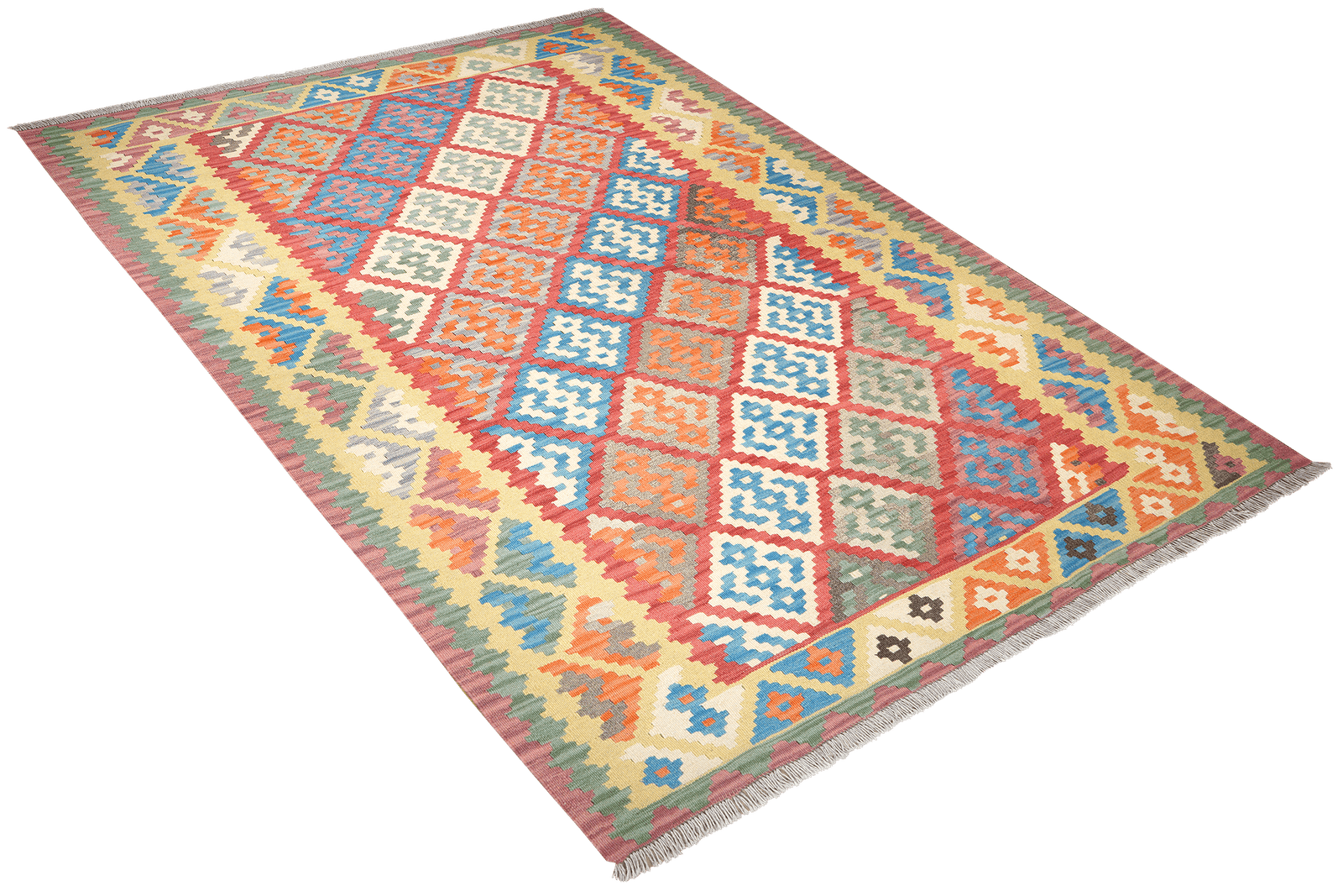 Kelim Gashgai — Handmade, 182x253 cm, Red, 100% Virgin Wool | View 4