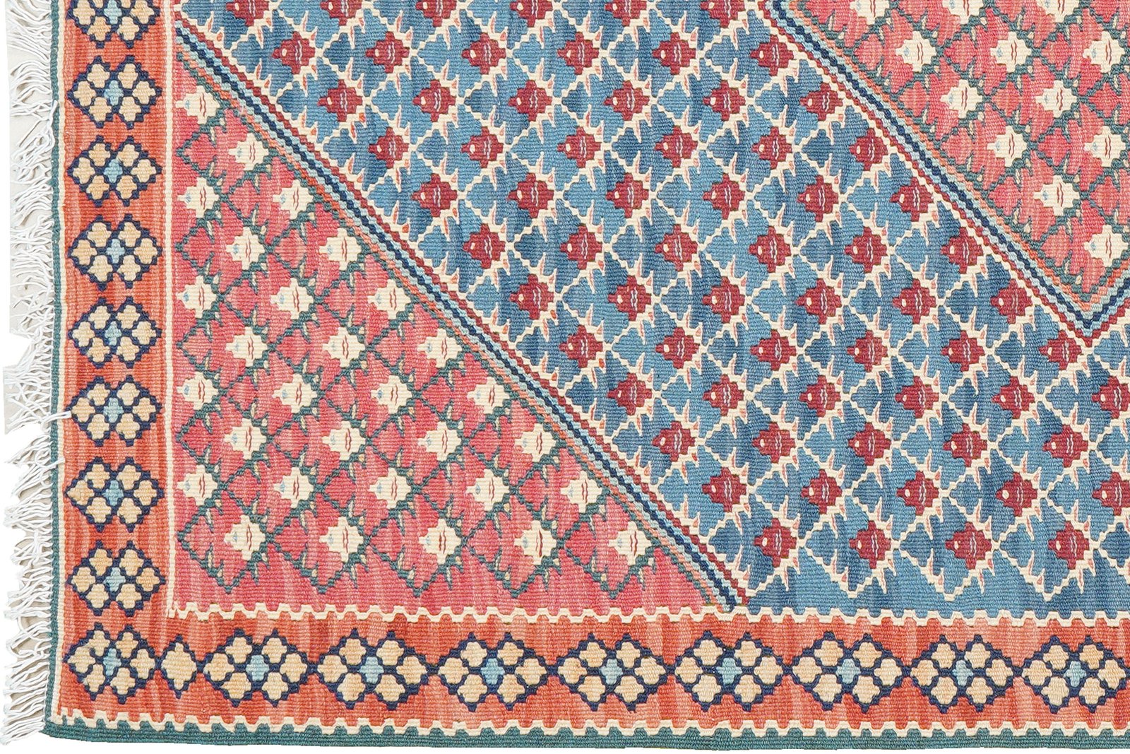 Kelim Senneh — Handmade, 107x150 cm, Blue, 100% Virgin Wool | View 3