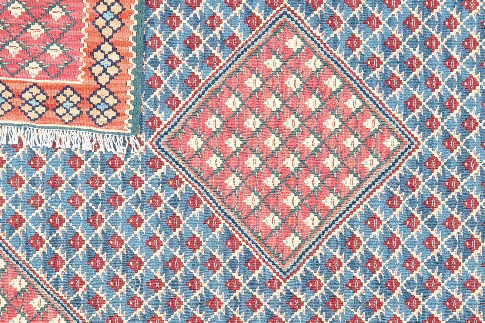 Kelim Senneh — Handmade, 107x150 cm, Blue, 100% Virgin Wool | View 6
