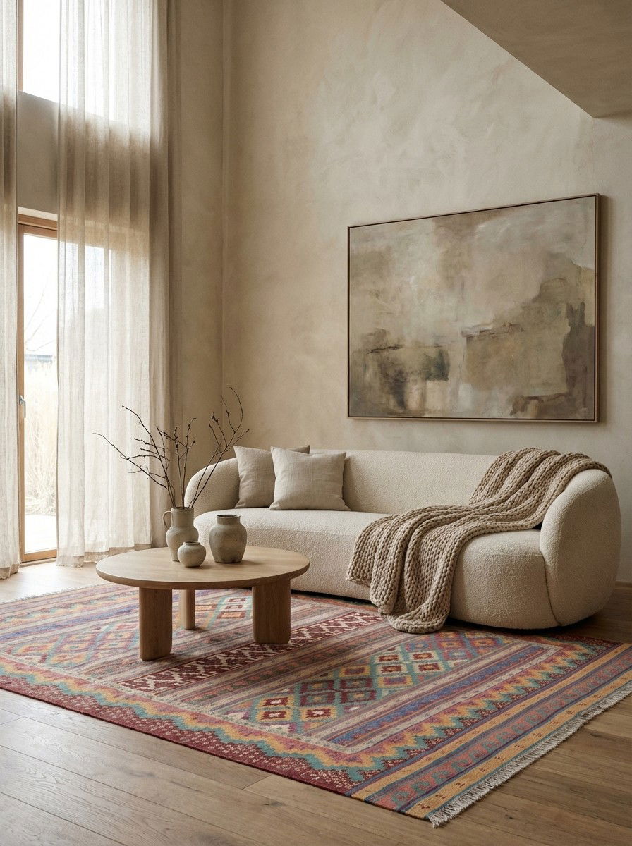 Sumak Sirdjan — Handgefertigt, 238x159 cm, Bunt, 100% Virgin Wool | Detail view