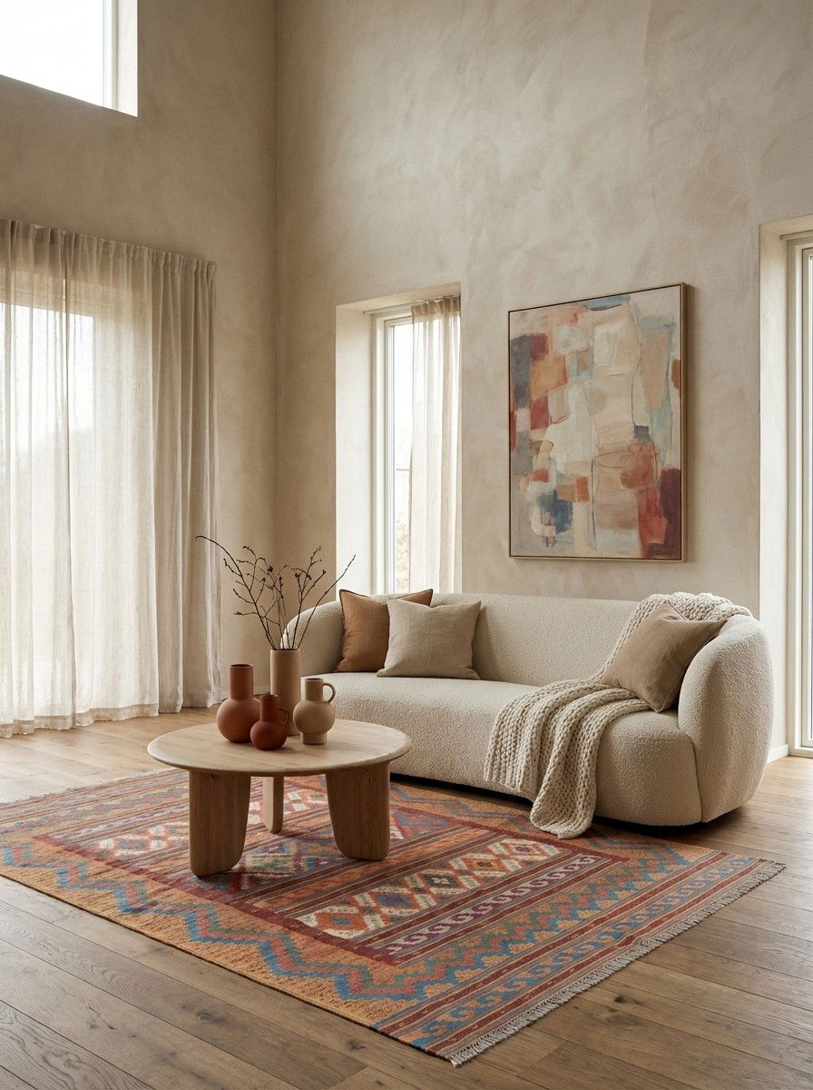 Sumak Sirdjan — Handgefertigt, 234x156 cm, Bunt, 100% Virgin Wool | Detail view