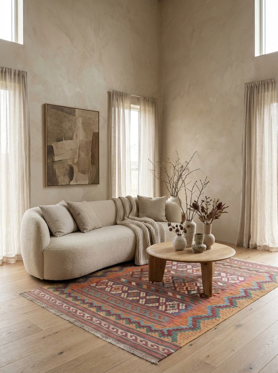 Sumak Sirdjan — Handgefertigt, 219x155 cm, Bunt, 100% Virgin Wool | Detail view