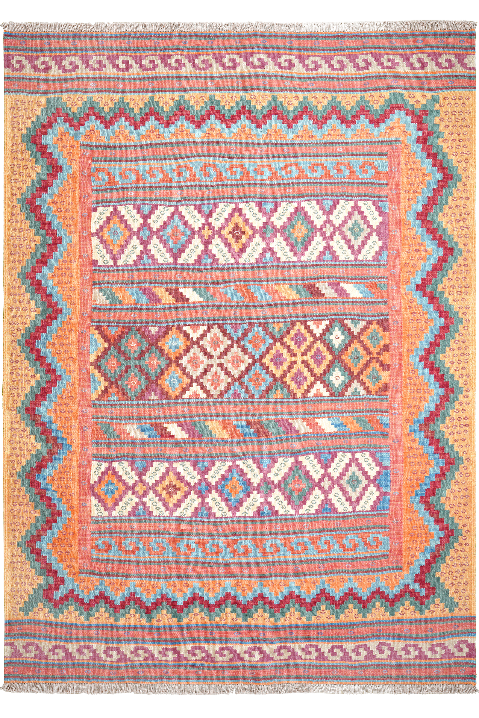 Sumak Sirdjan — Handgefertigt, 219x155 cm, Bunt, 100% Virgin Wool | Main view