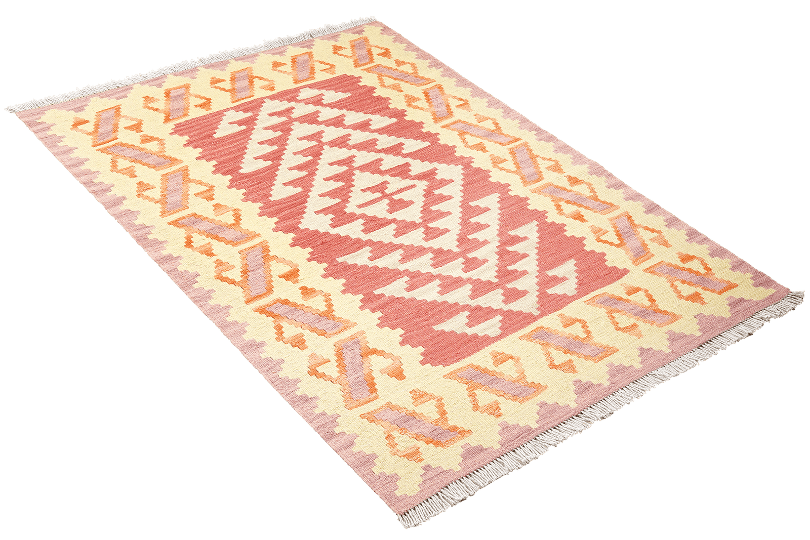 Kelim Gashgai — Handmade, 106x147 cm, Beige, 100% Virgin Wool | View 4